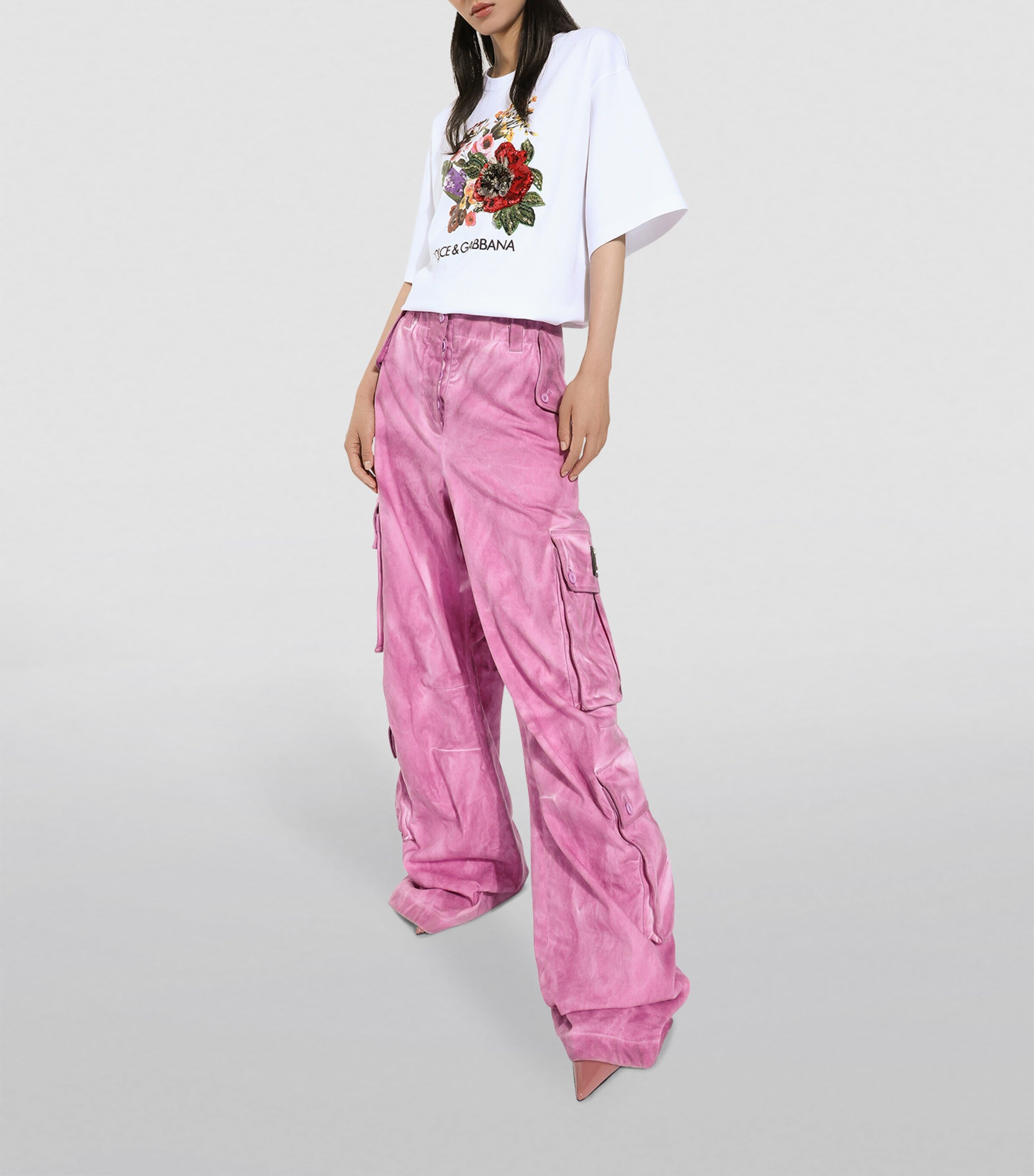 Dolce&Gabbana Multi Cotton Sequinned-Flower T-Shirt | Harrods US