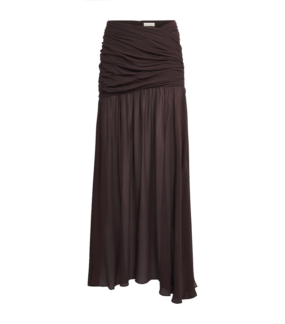 De La Vali Womens Georgette Gathered Amaya Maxi Skirt Umber Brown Image 1