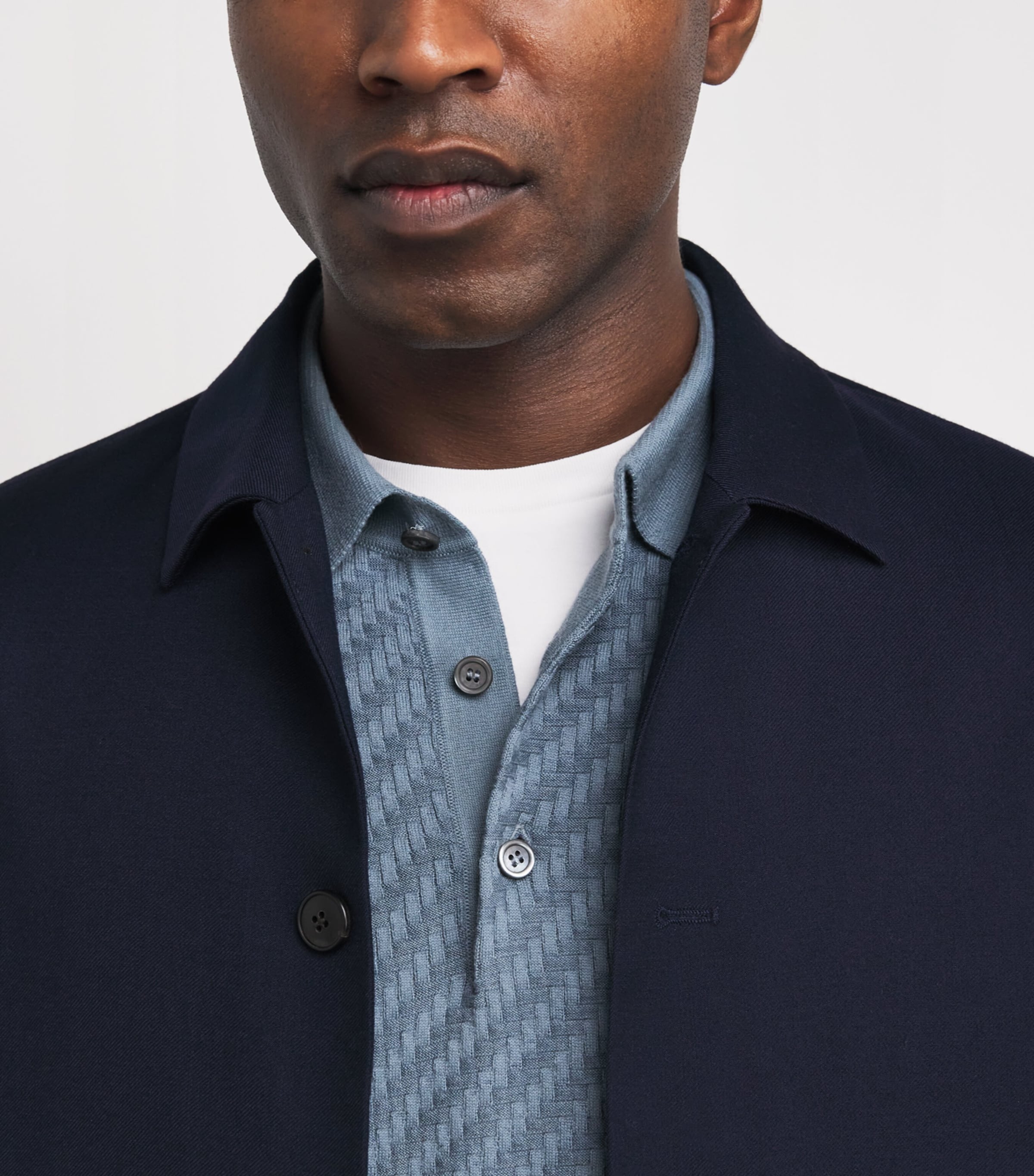 Brioni Mens Cotton-Silk-Cashmere Woven Polo Shirt Image 6