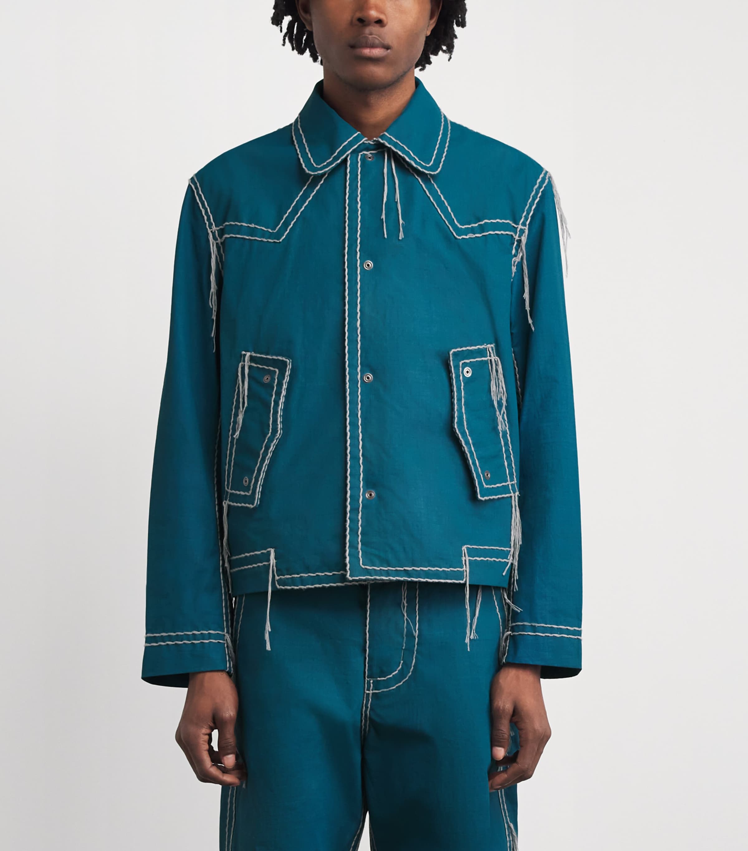 Craig Green Blue Cotton Embroidered Worker Jacket | Harrods US