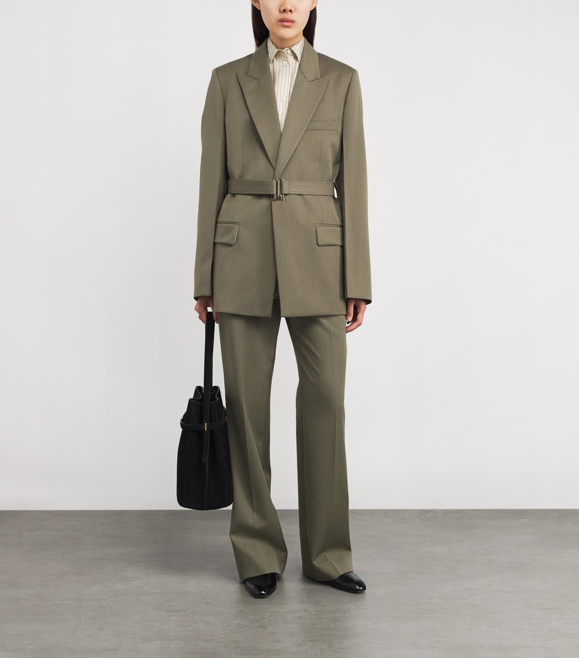 Melange Wool Belted Blazer 9639 SAGE MELANGE Image 2