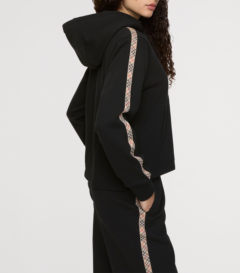 Cotton Zip-Up Hoodie BLACK Image 3