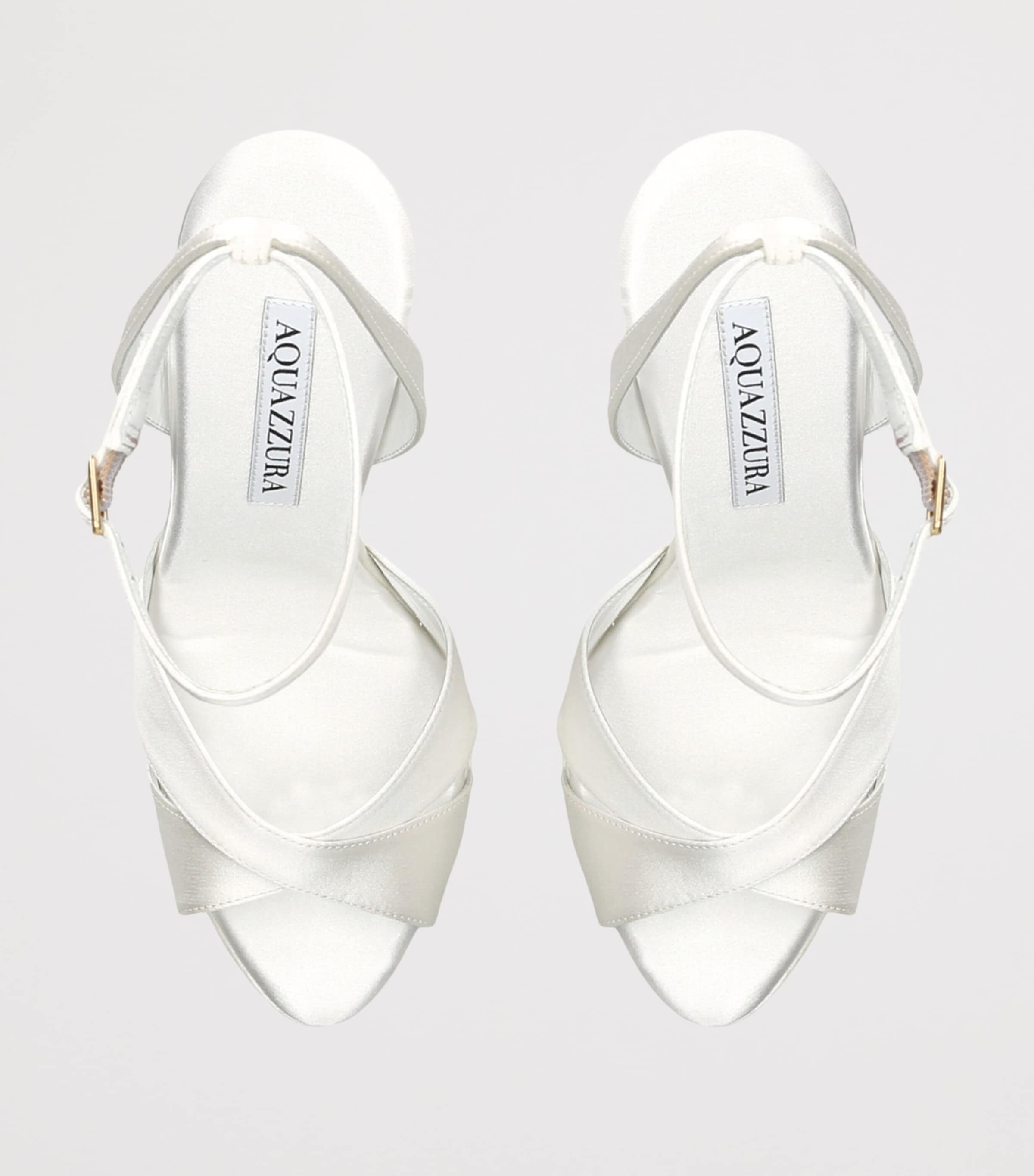Aquazzura Satin Divine Plateau Sandals 130 White Image 2
