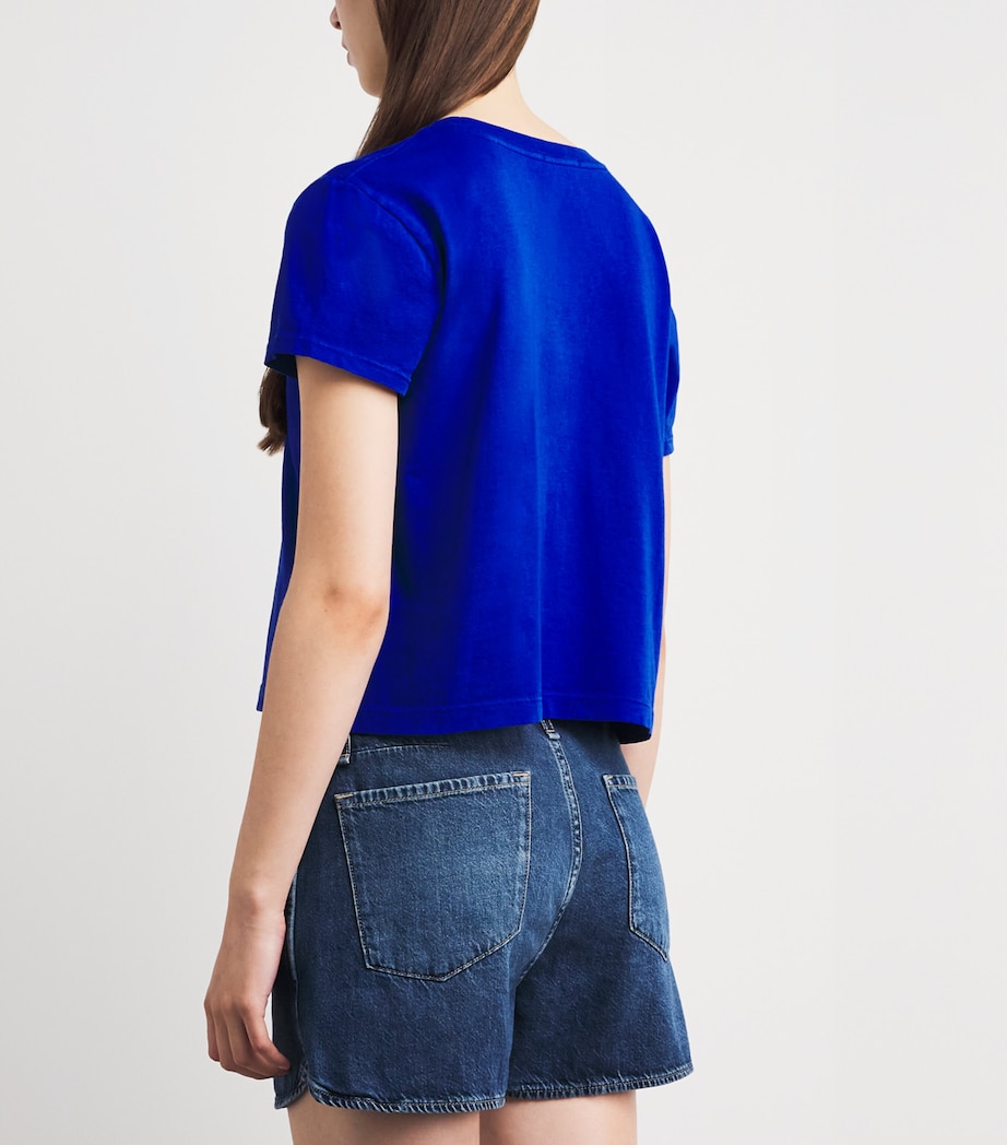 AGOLDE Womens Organic Cotton Adine Shrunken T-Shirt Cobalt Blue Image 5