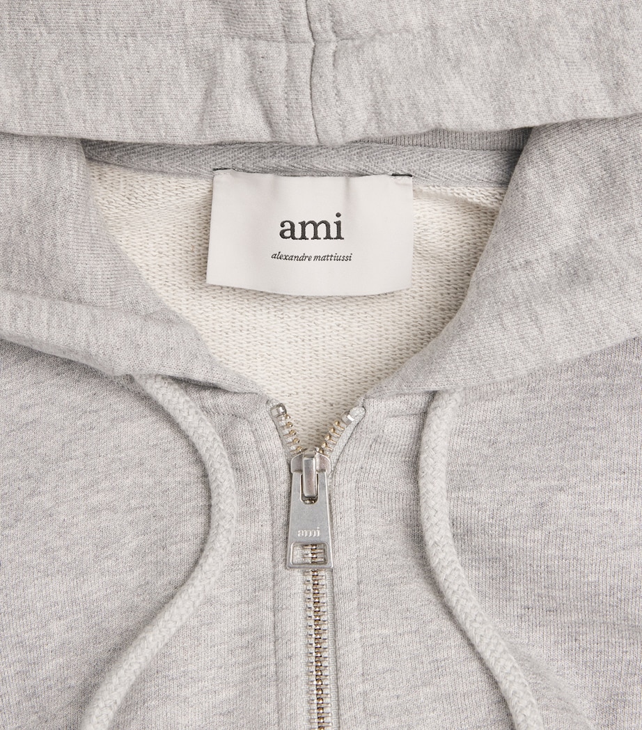 Organic Cotton Ami de Coeur Zip-Up Hoodie 0951 - GRIS CENDRE CHINE Image 5
