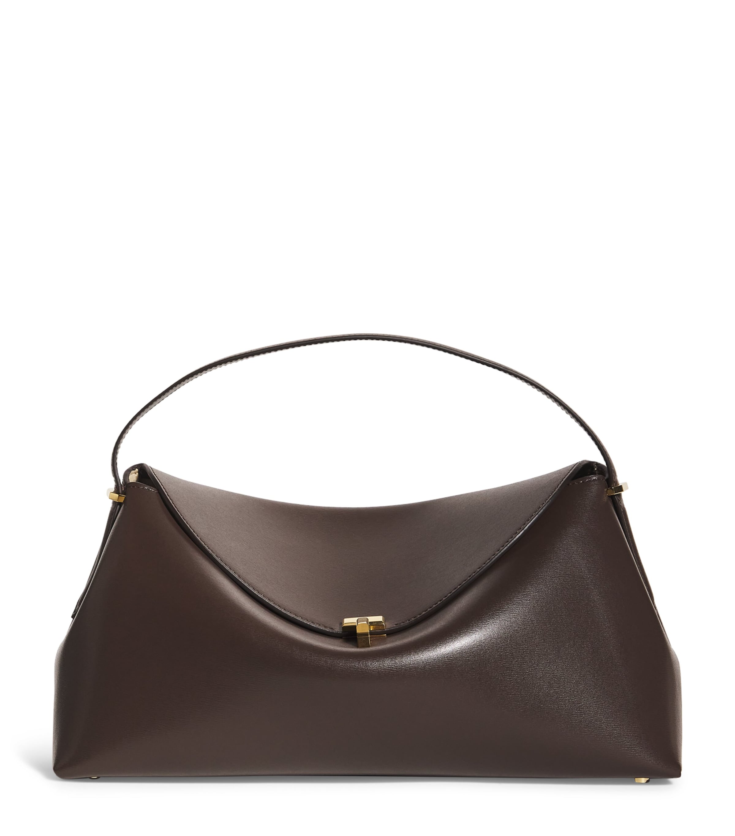 Shop Totême Leather T-lock Top-handle Bag In Brown