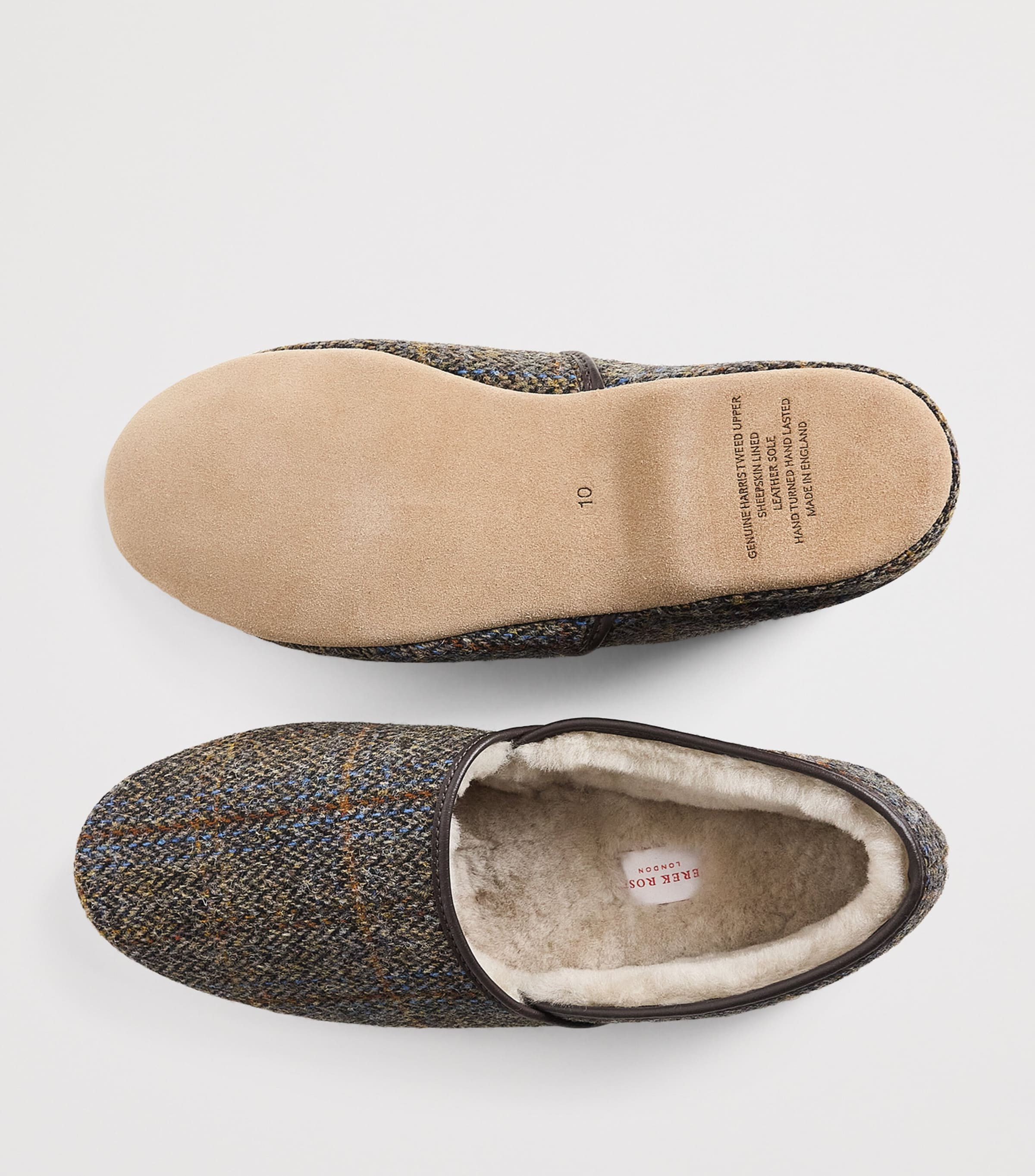 Derek Rose Shearling-Lined Crawford Slippers Beige Image 7