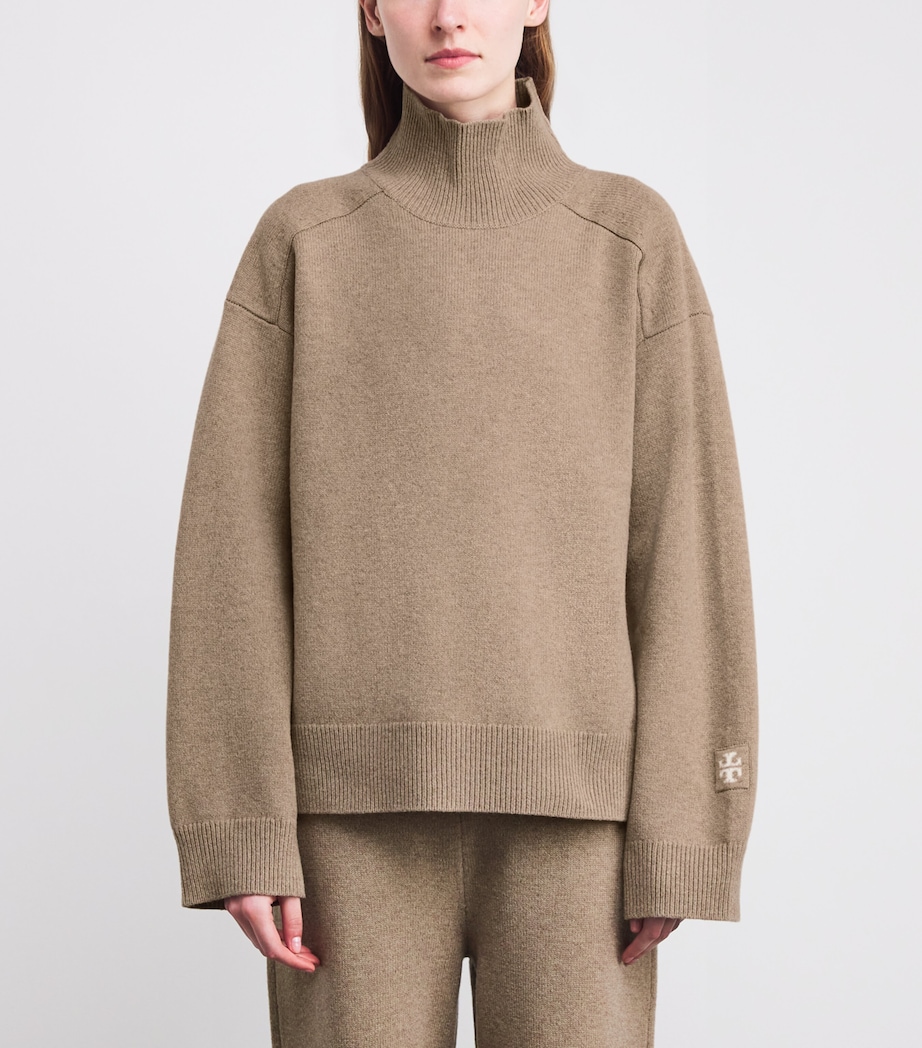 Merino Wool High-Neck Sweater 296 MELANGE OATMEAL Image 3