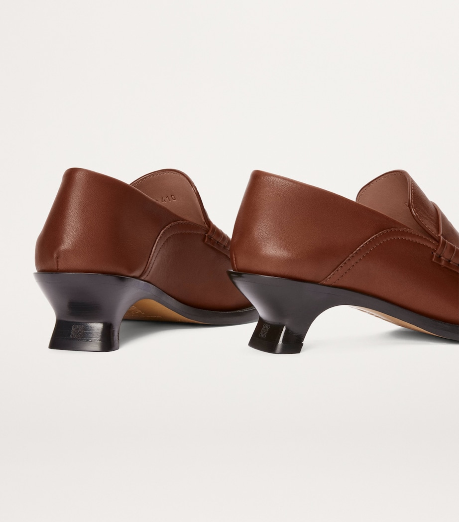 Leather Campo Heeled Loafers 40 RUST Image 5