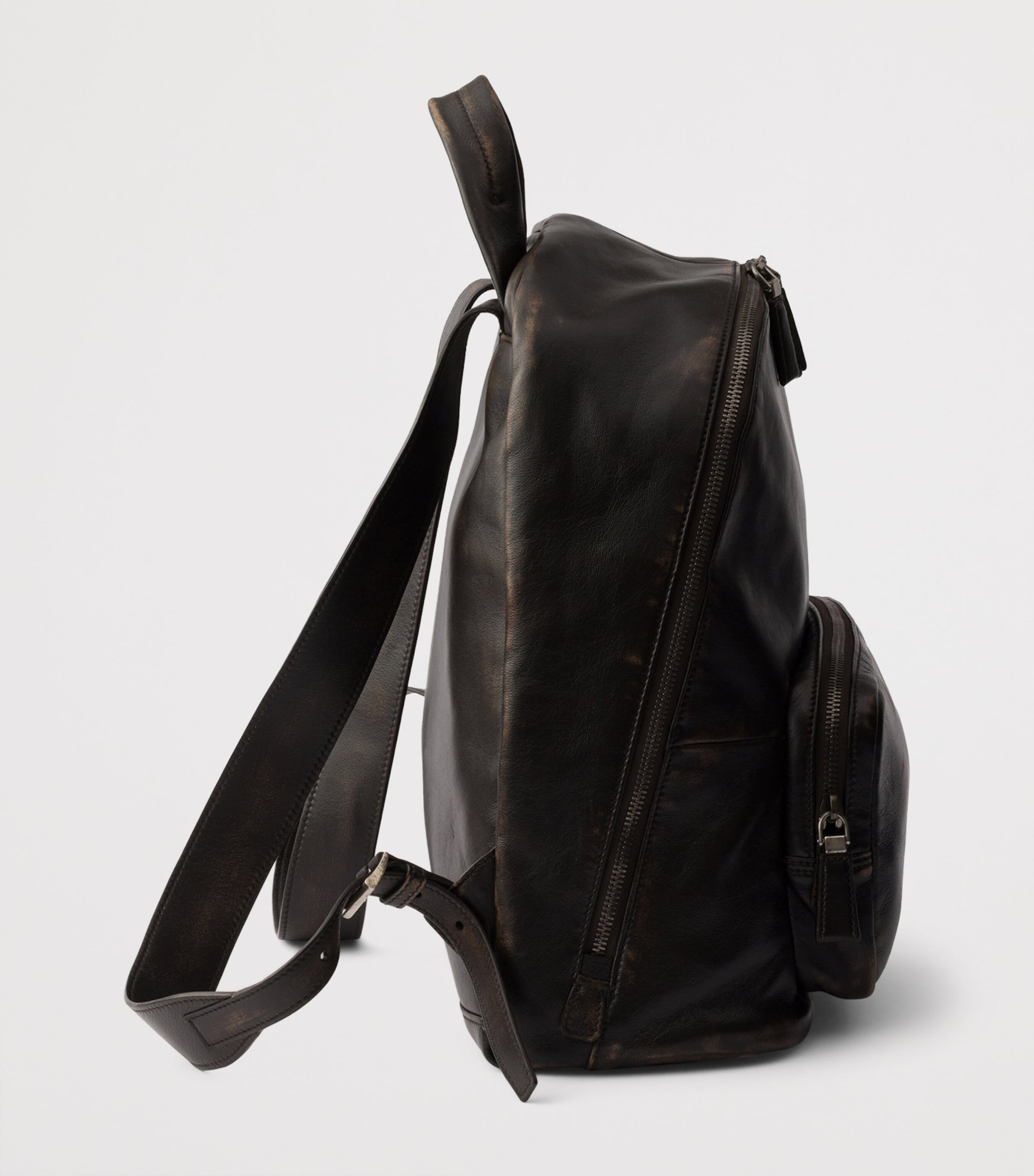 Prada Distressed Nappa Lambskin Backpack Brown Image 4