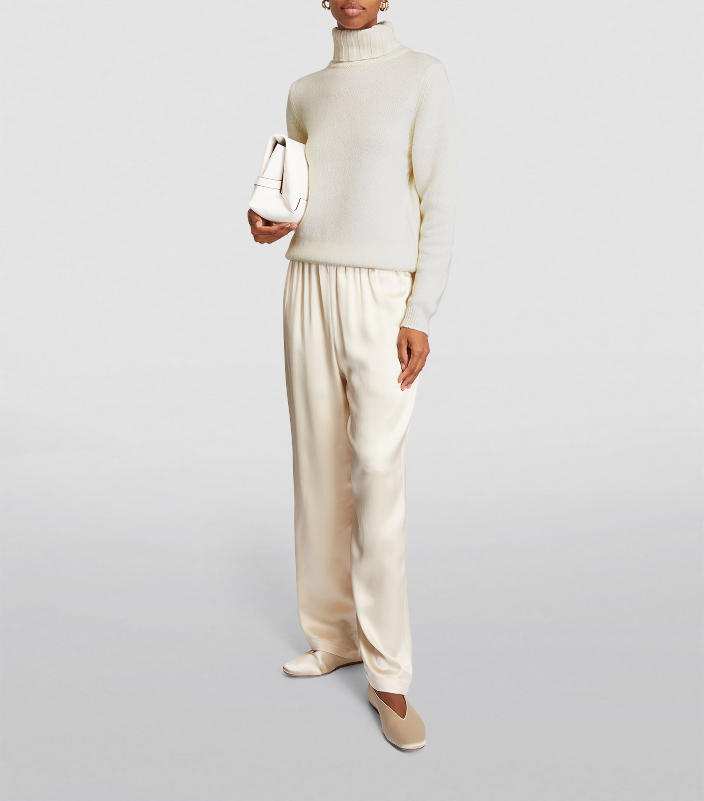 Harrods Womens Cashmere Rollneck Sweater Ivory Image 2