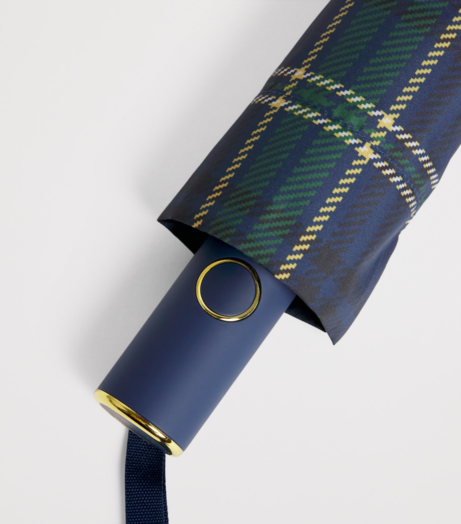Harrods Tartan Umbrella Navy Image 3