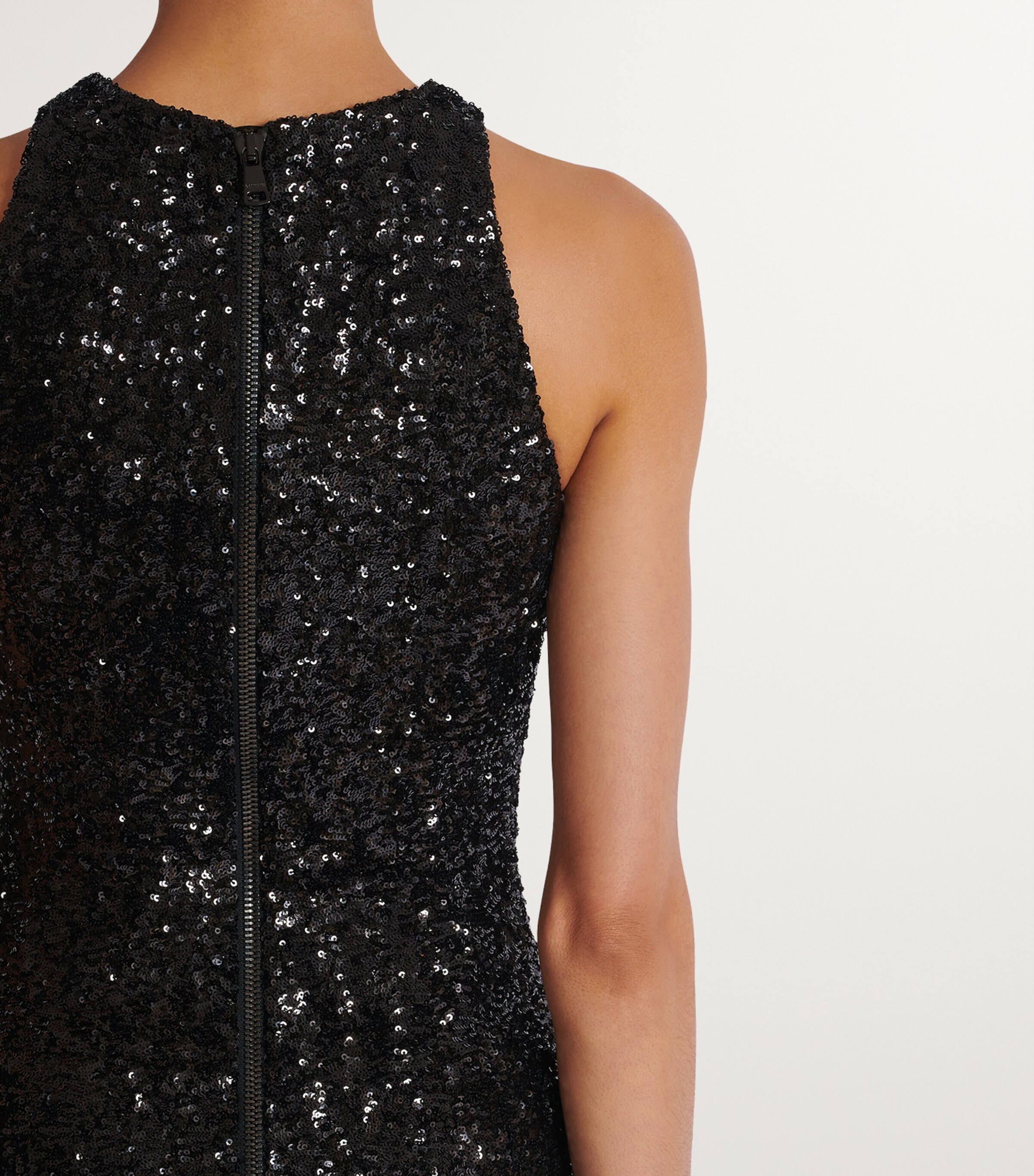Sequin-Embellished Mini Dress EAW NOIR/CRISTAL Image 5