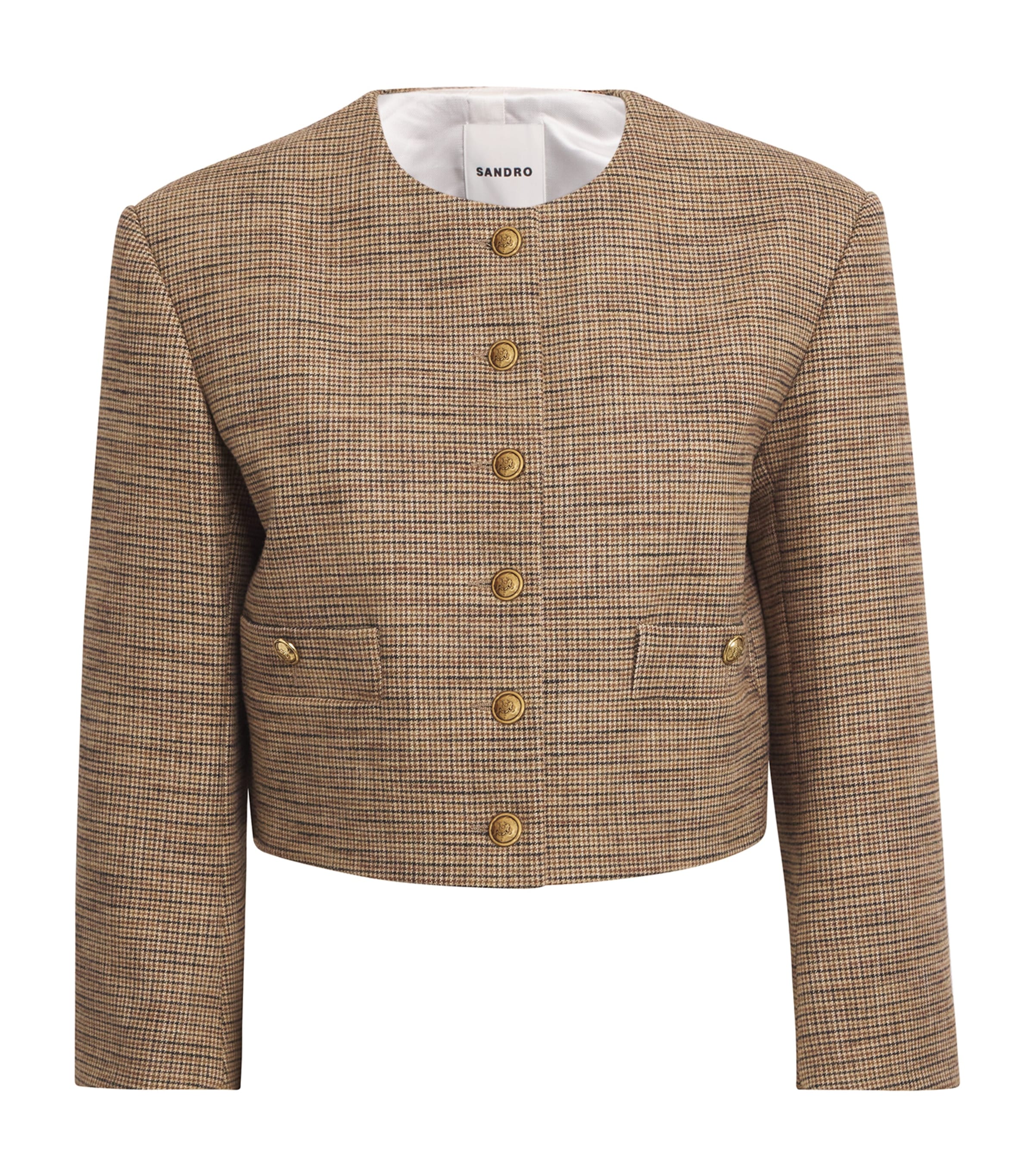 Shop Sandro Houndstooth Blazer In Brown