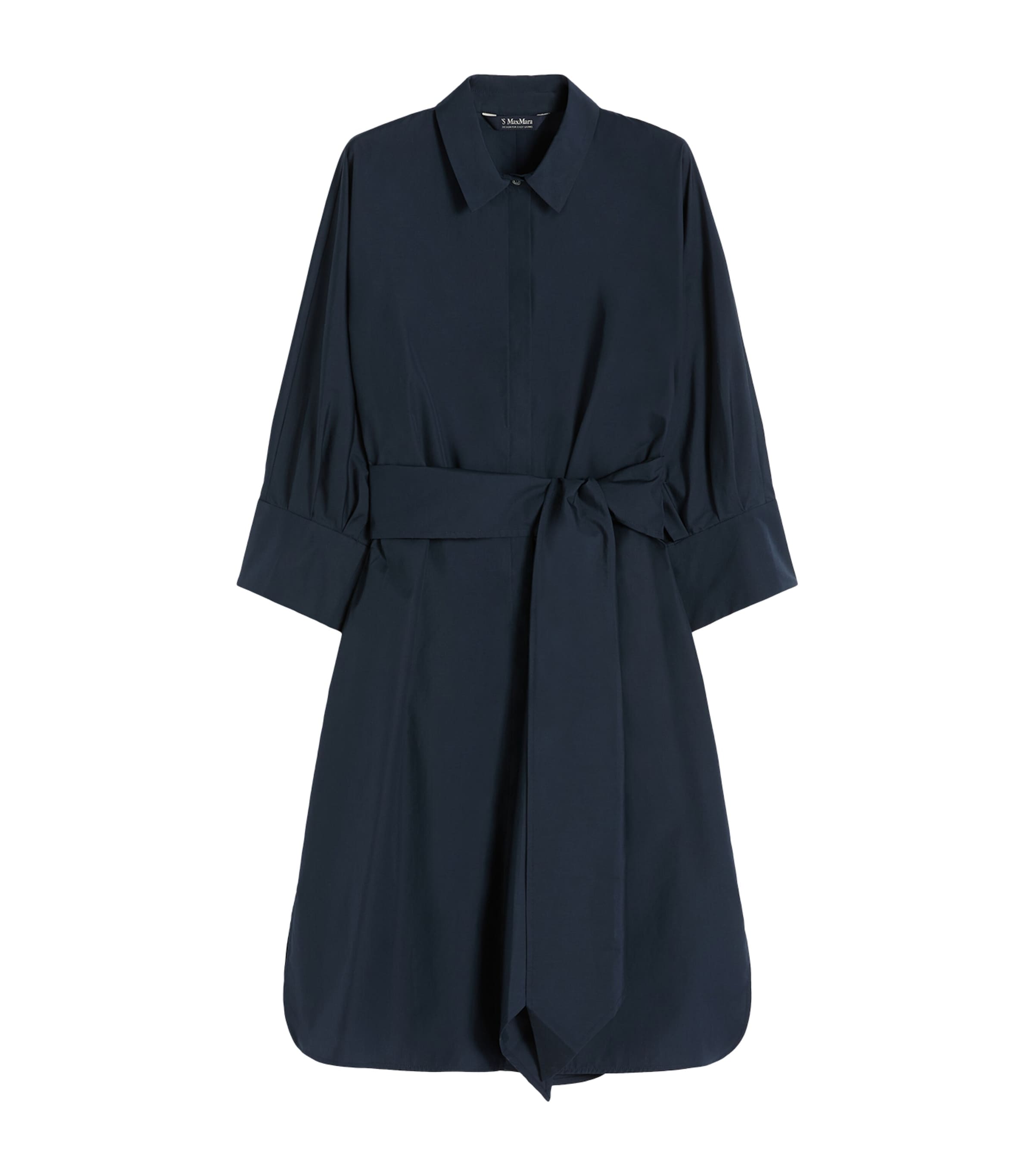 Max Mara Womens Cotton Belted Midi Dress Midnightblue Image 1