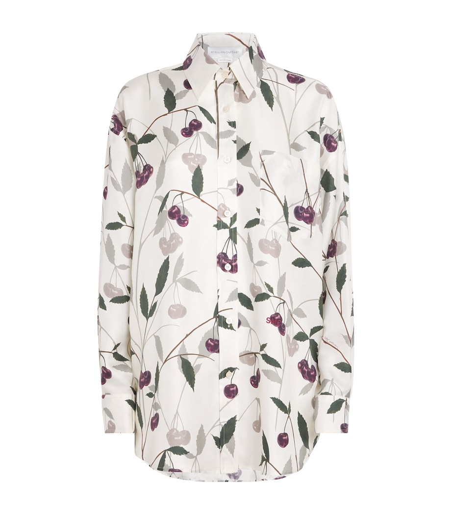 Silk High Summer Cherry Print Shirt 9200 CREAM Image 1