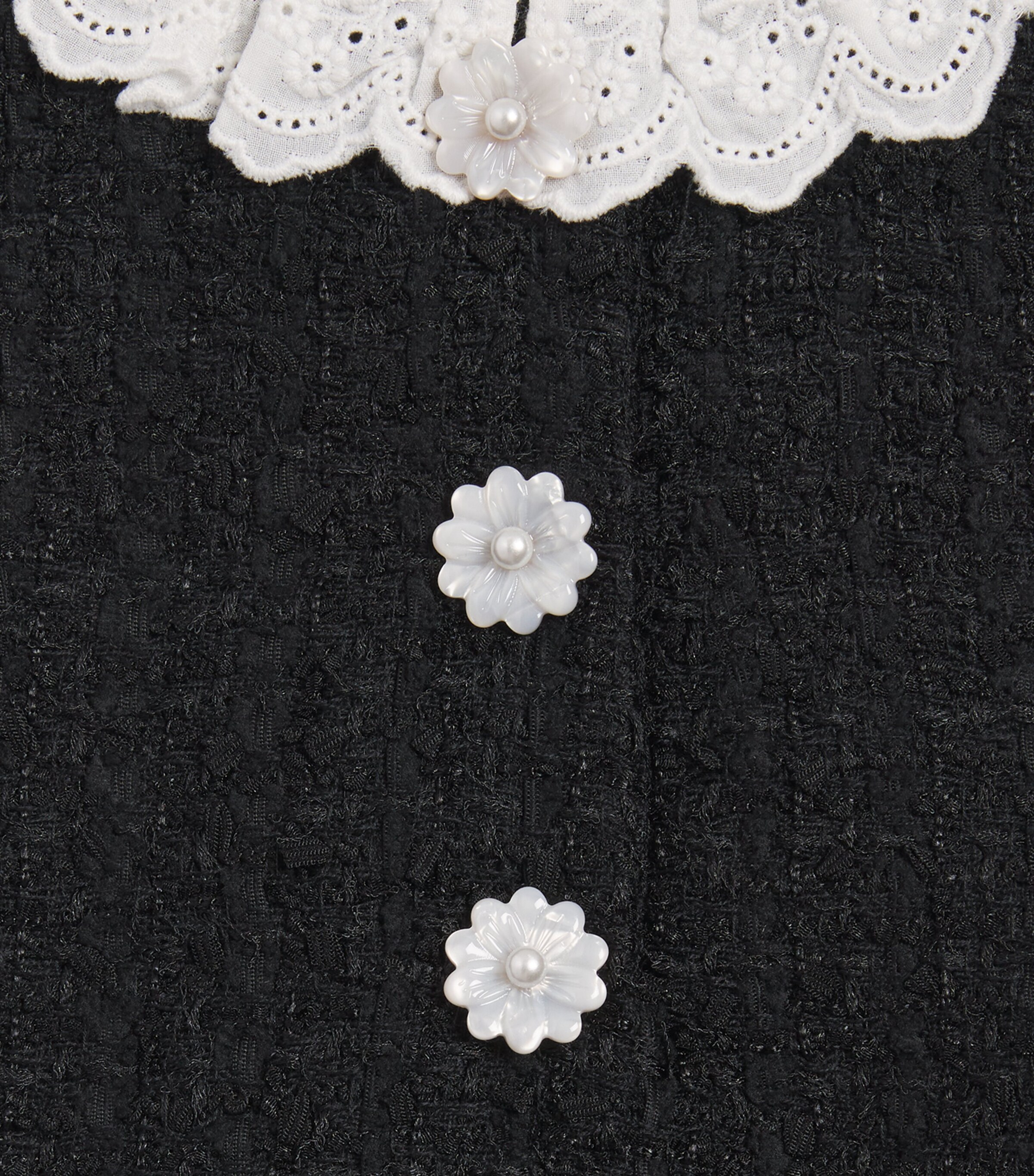 Self-Portrait Kids Bouclé Lace Frill Dress (3-12 Years) Black Image 2