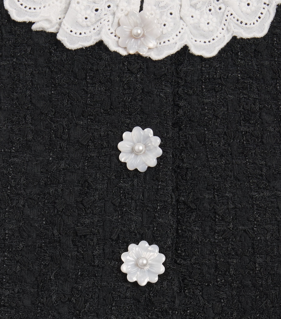 Self-Portrait Kids Bouclé Lace Frill Dress (3-12 Years) Black Image 2