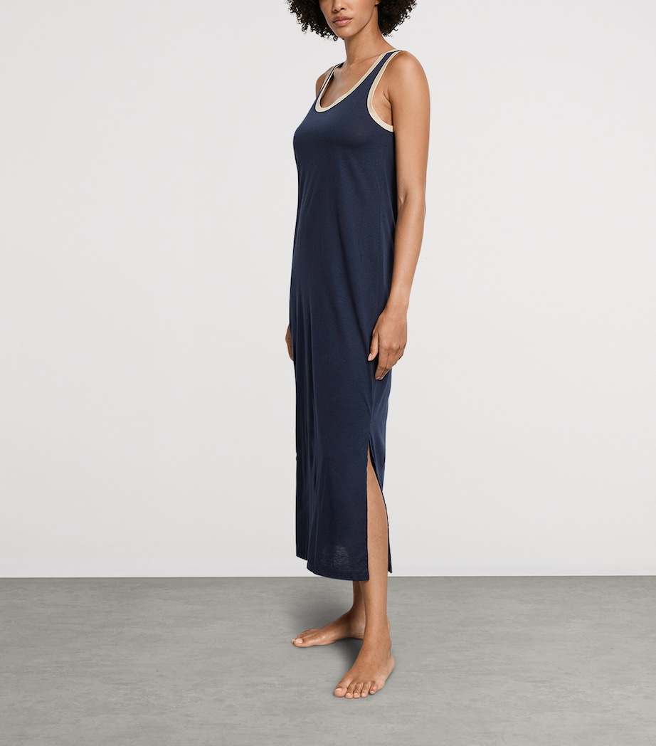 Hanro Womens Cotton-Blend Laura Nightdress Deep Navy Image 4