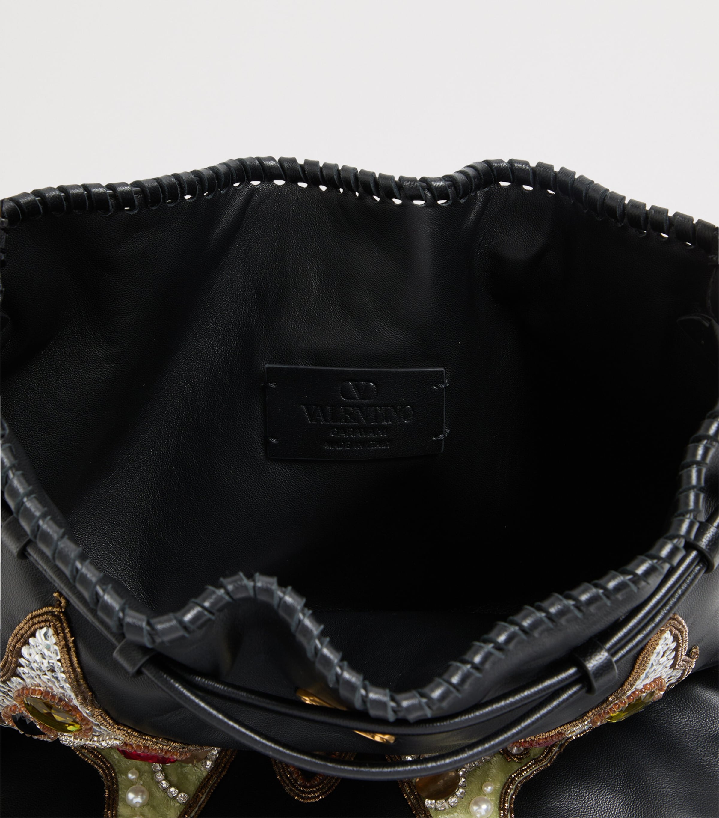 Valentino Garavani Embellished Leather Fringe Nellcôte Bucket Bag Image 4