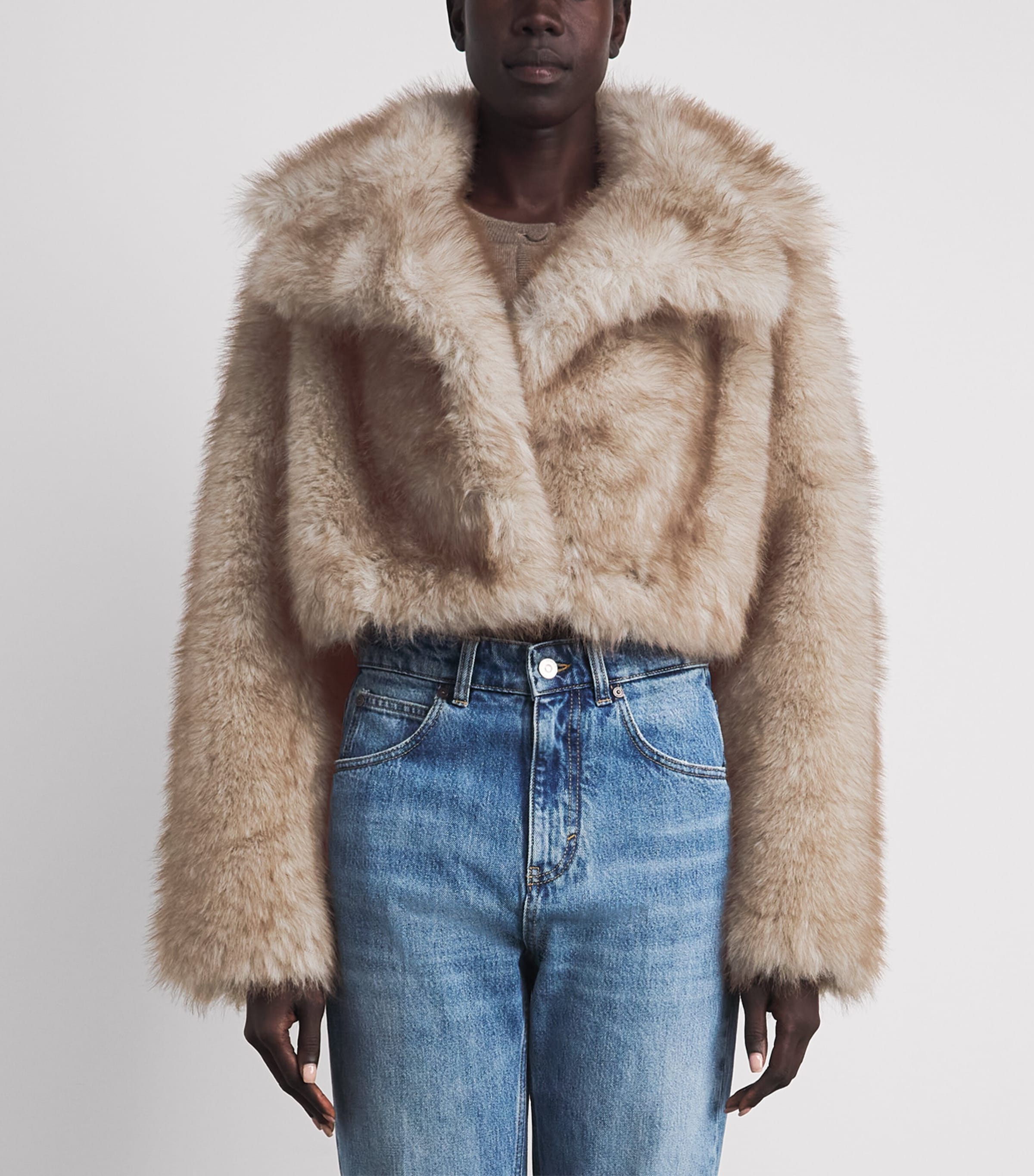Toccin Womens Faux Fur Bellamy Jacket Fawn Image 4