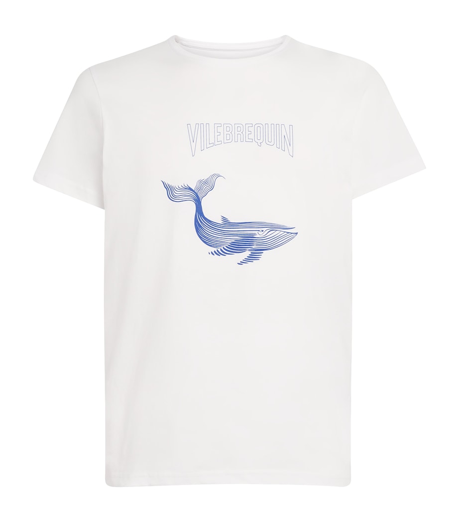 Vilebrequin Mens Cotton Thom Whales T-Shirt Blanc Image 1