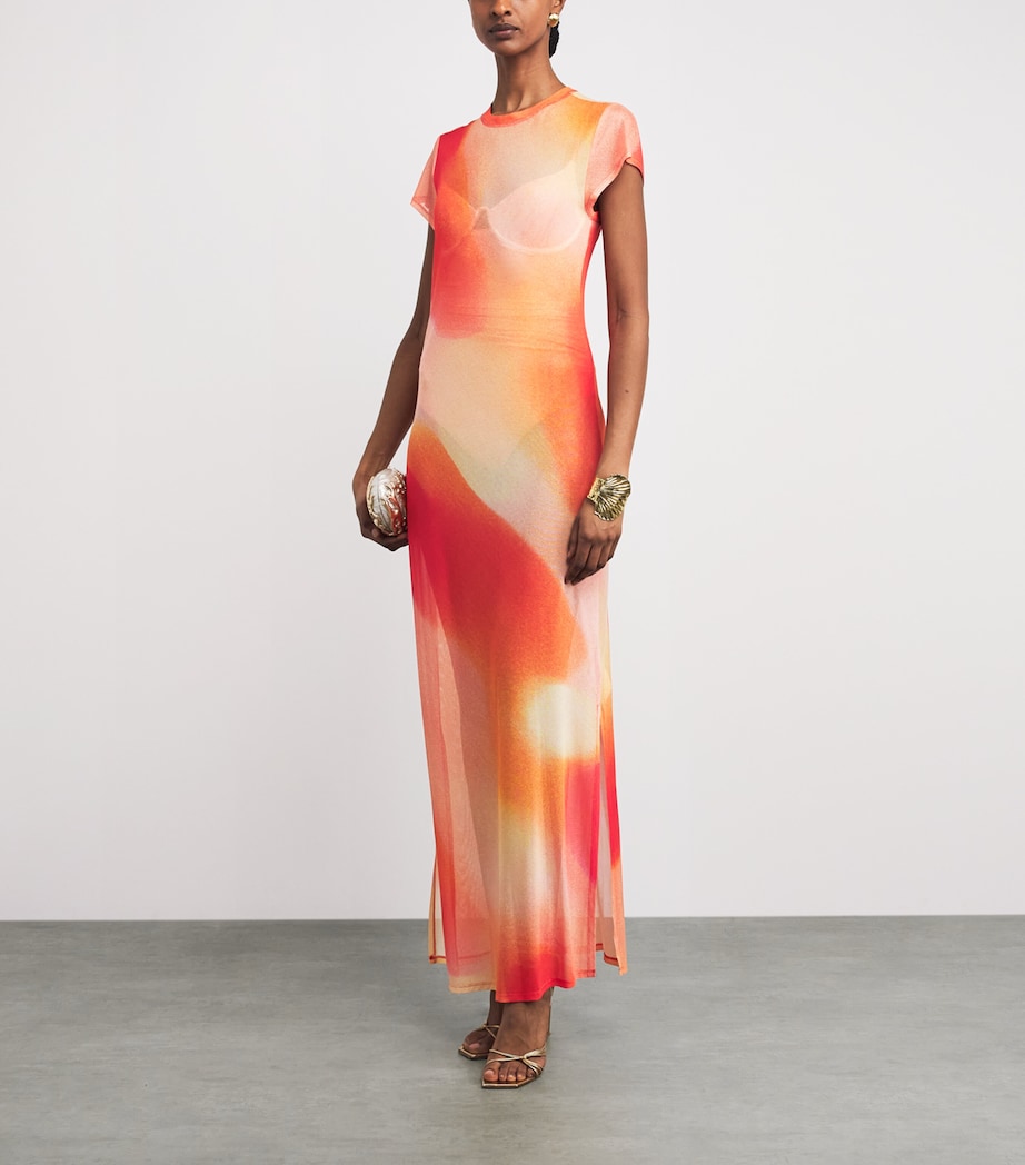 Simkhai Womens Mesh Sunset Fia Maxi Dress Golden Hour Sunset Image 2