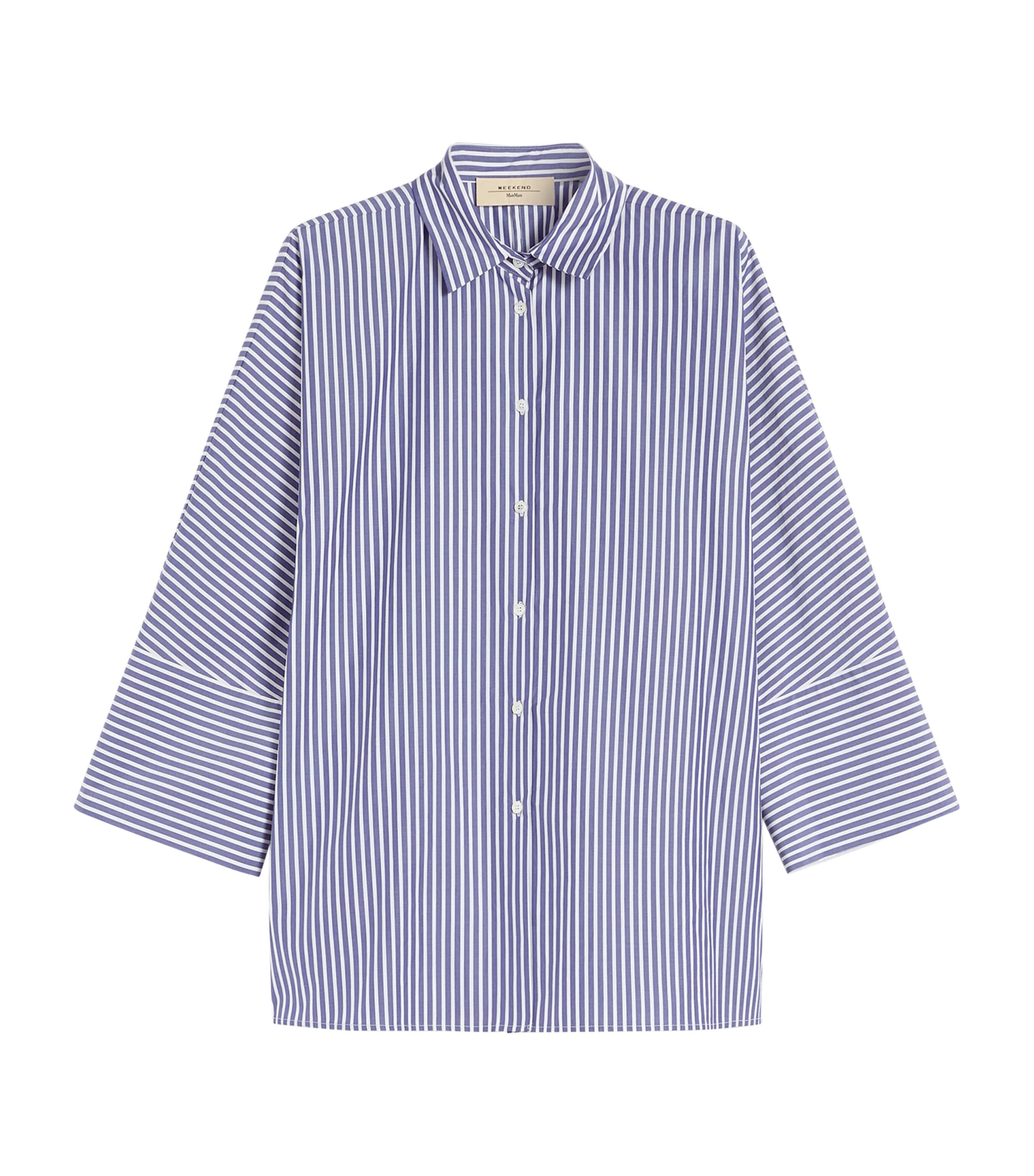 Weekend Max Mara Womens Cotton Oversized Stripe Shirt Navy Image 1