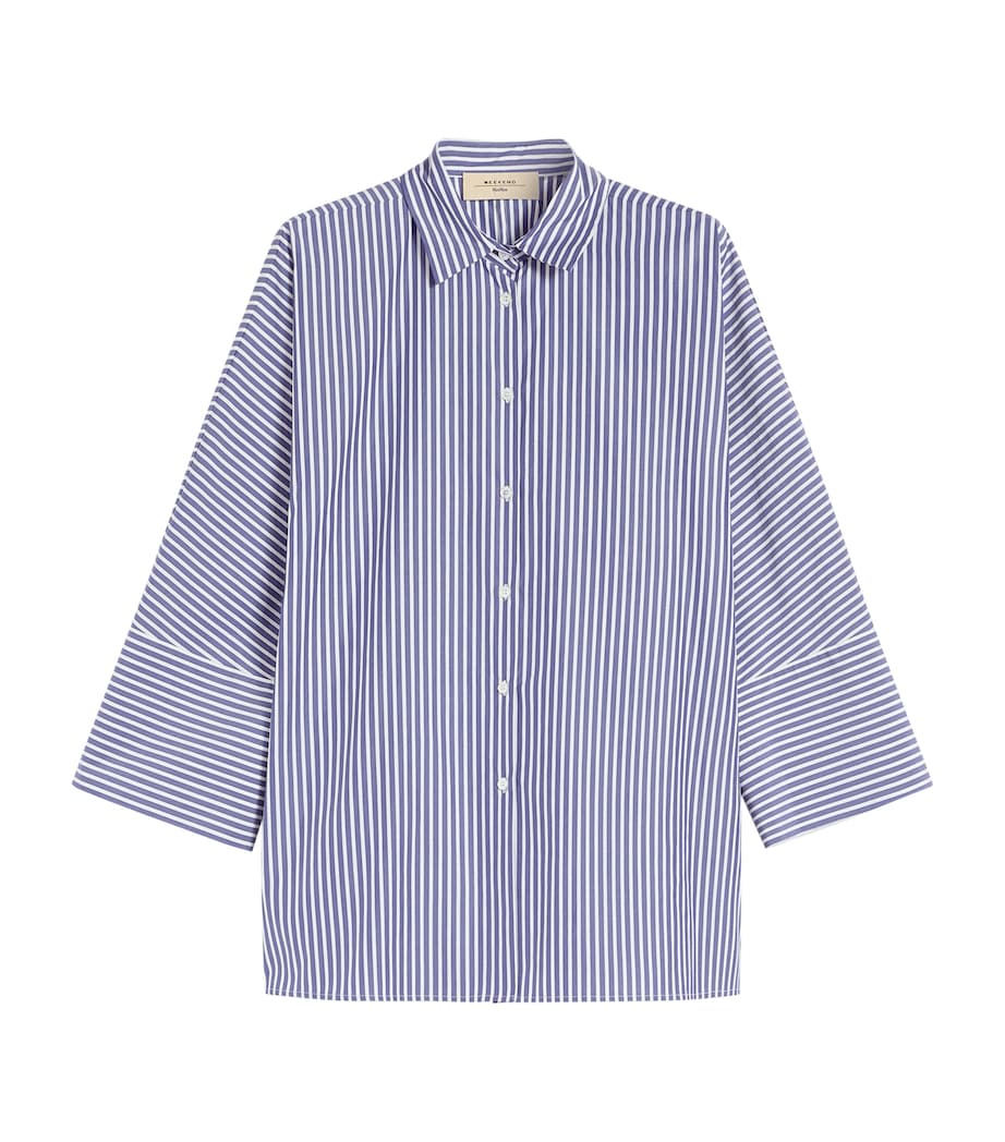 Weekend Max Mara Womens Cotton Oversized Stripe Shirt Navy Image 1