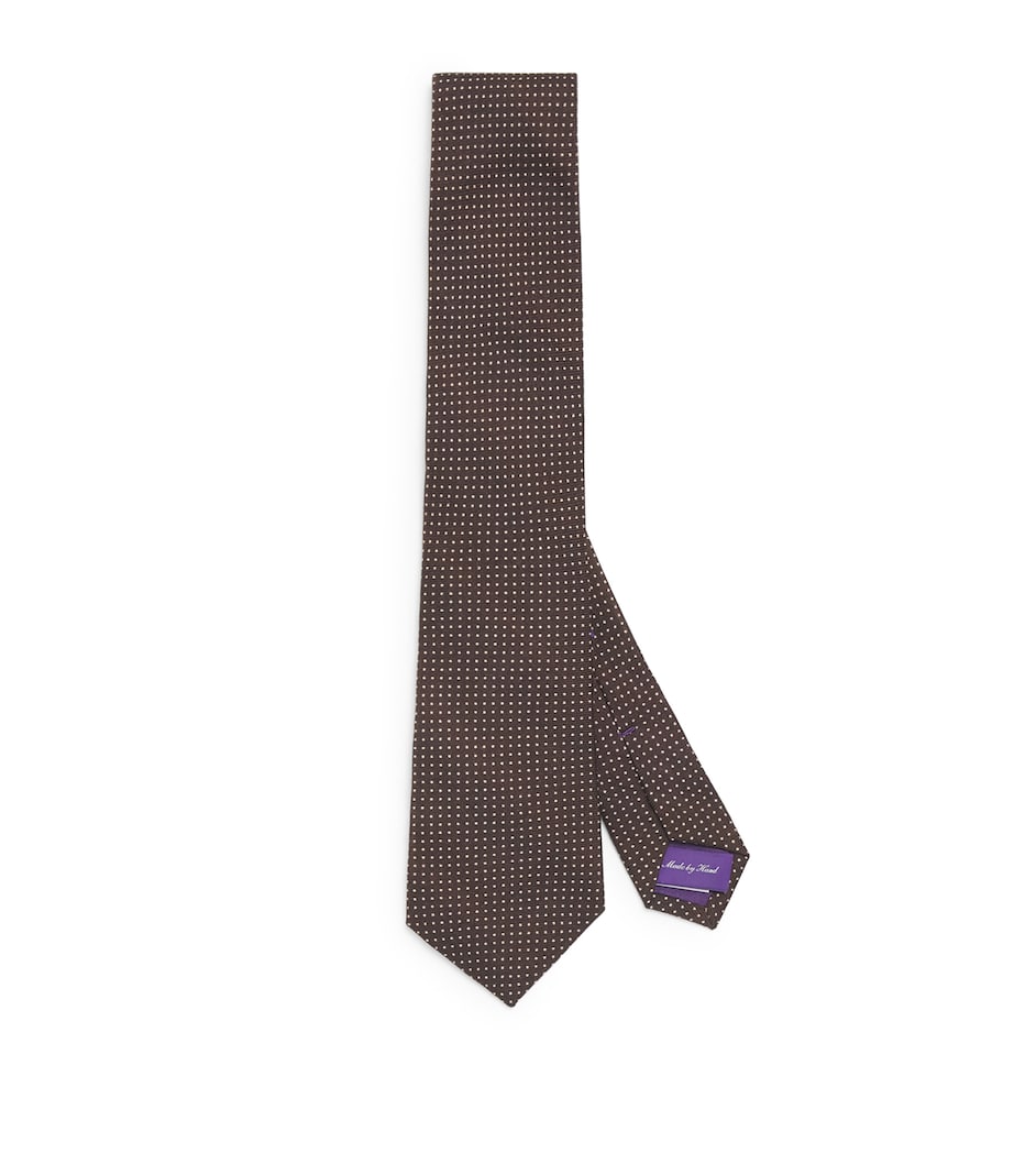 Cashmere-Silk Polka-Dot Tie BROWN Image 1