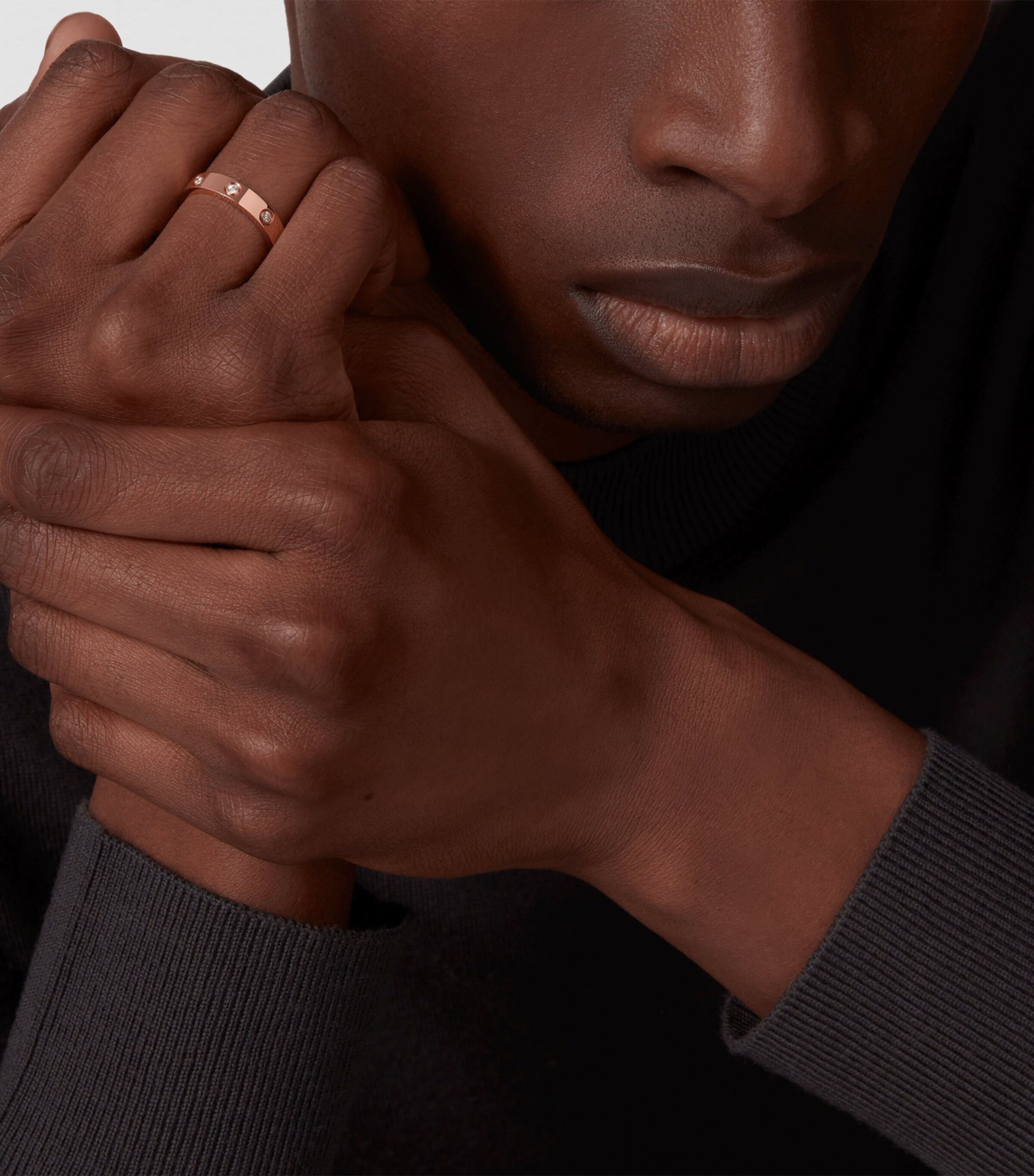 Rose Gold and Diamond LOVE Ring MULTI Image 8