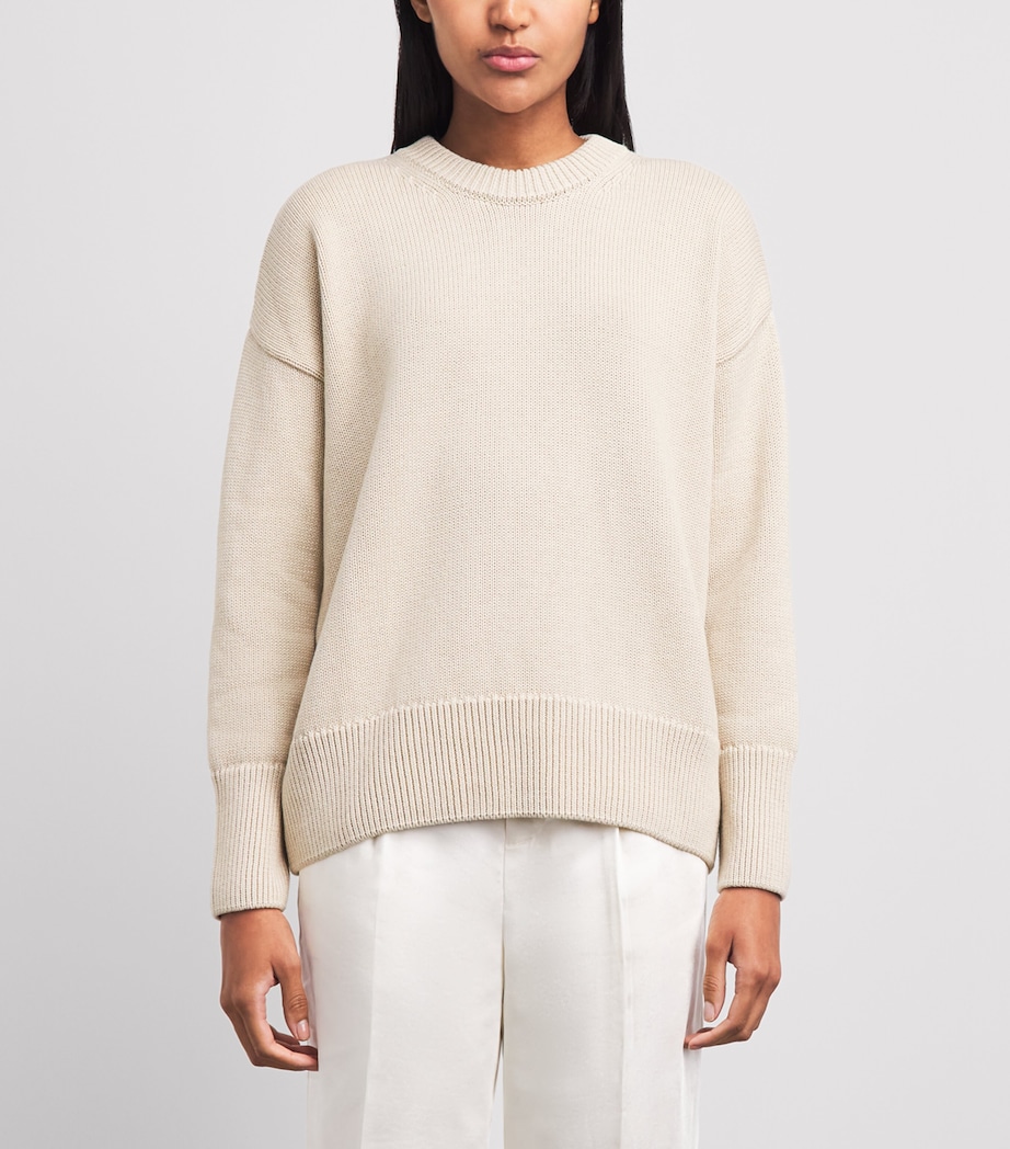 With Nothing Underneath Womens Cotton Cornwall Sweater Oatmeal Image 4