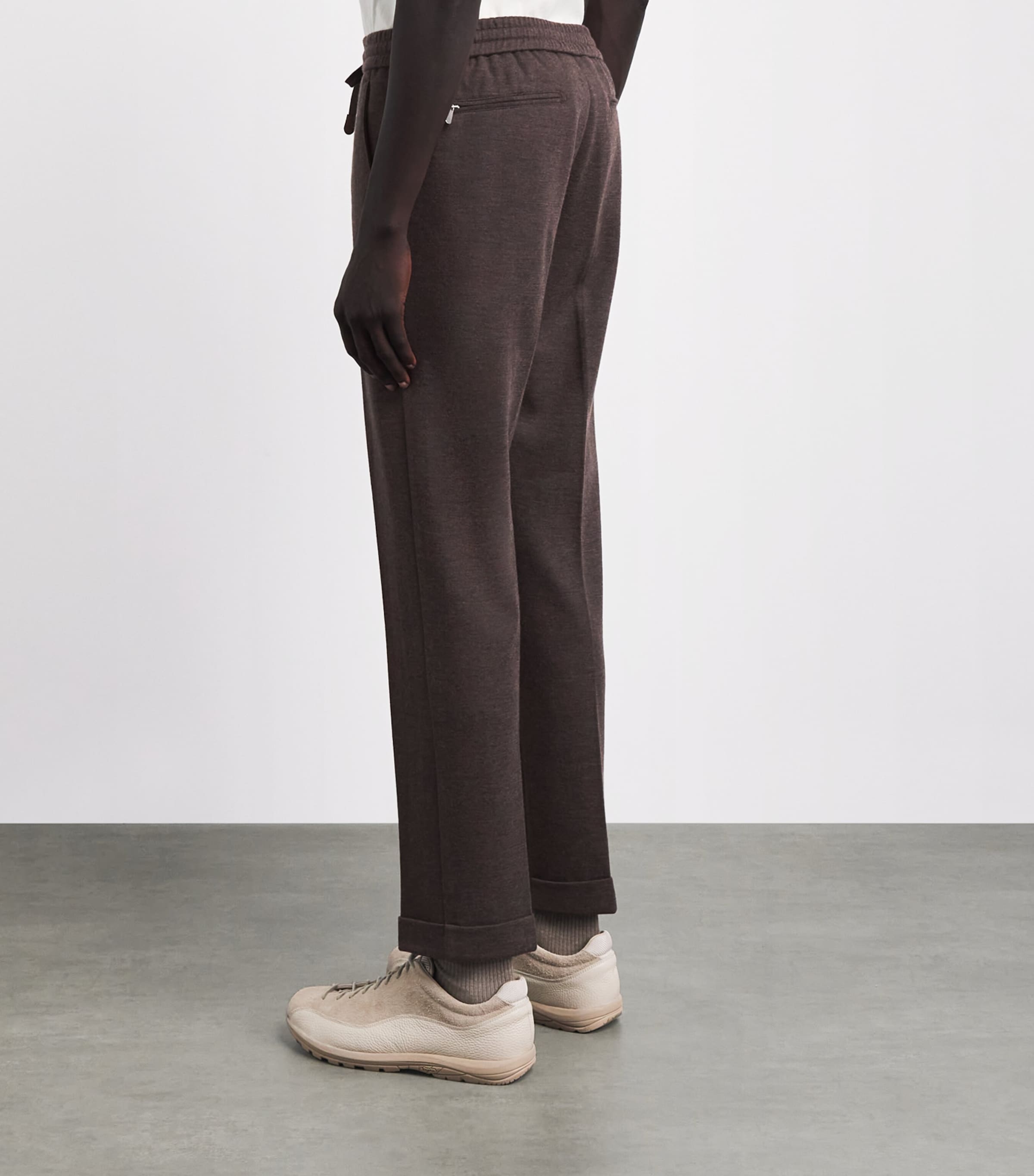 Marco Pescarolo Womens Cashmere-Blend Drawstring Trousers Brown Image 5