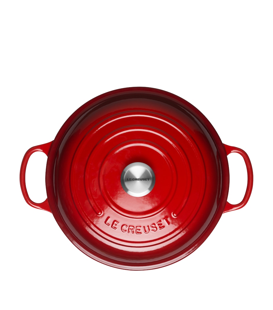 Cast Iron Shallow Round Casserole Dish (26cm) CERISE Image 2