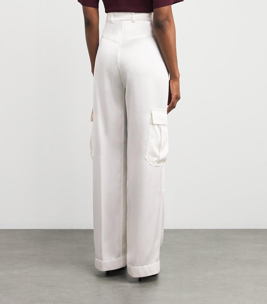 Satin Cargo Trousers 9124 MILKY WHITE Image 4