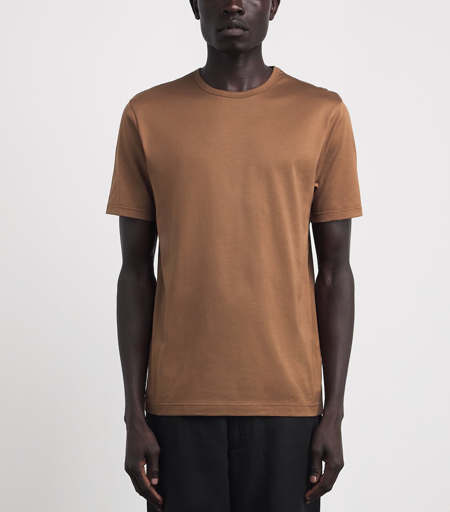 Sunspel Mens Supima Cotton Classic T-Shirt Brgu Bronze Image 4