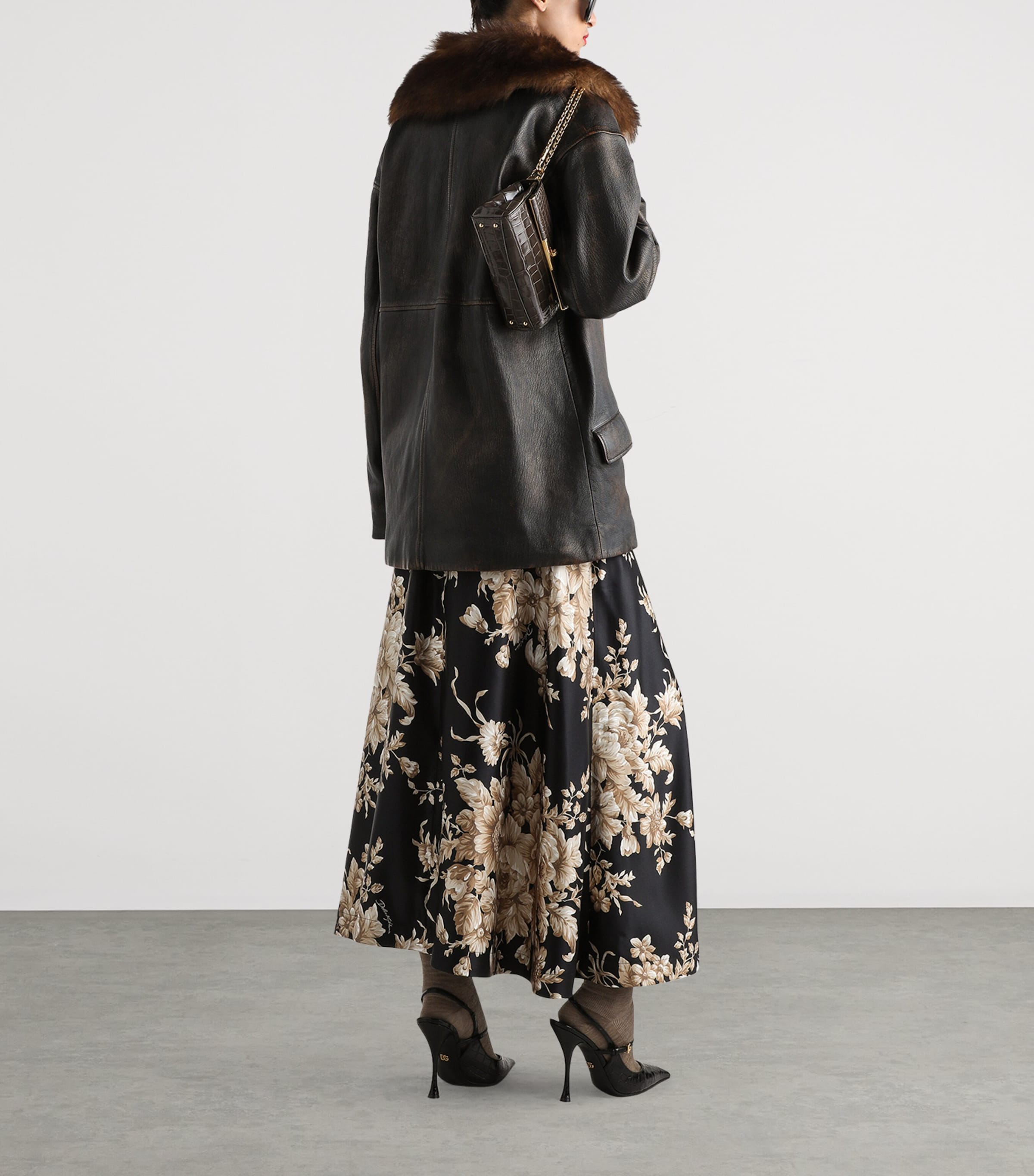 Silk Floral Midi Skirt HN4OX-ROSE CRET Image 3