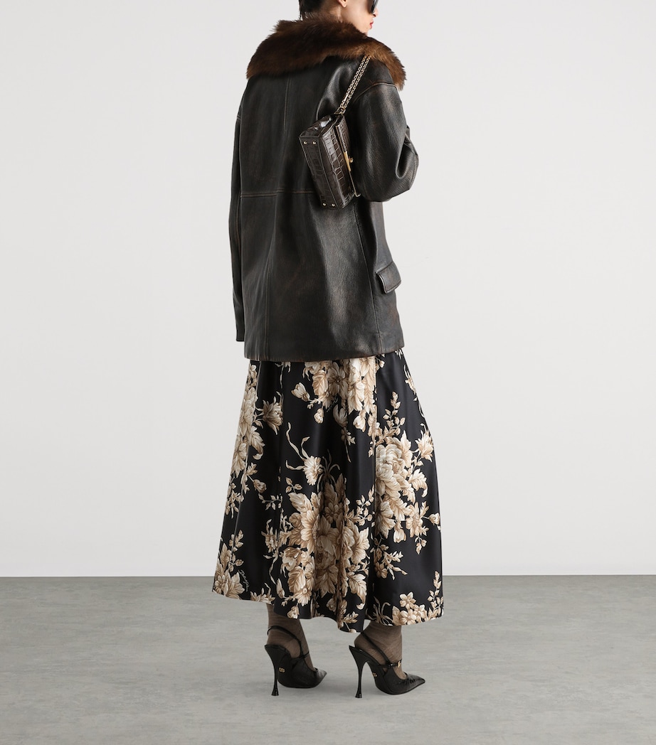 Silk Floral Midi Skirt HN4OX-ROSE CRET Image 3