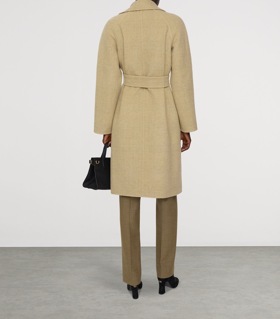 Wool Reversible Hooded Wrap Coat SAND IP CHECK Image 3