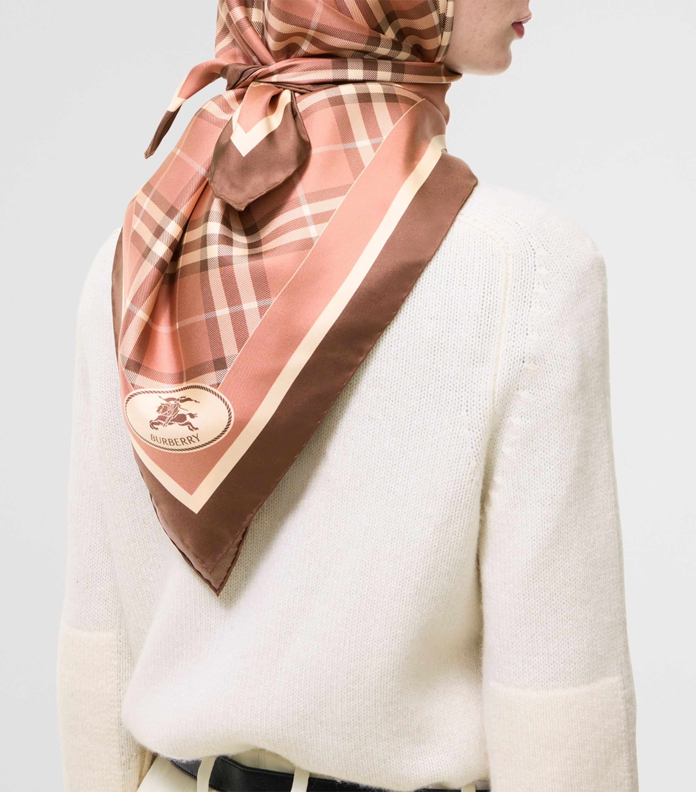 Burberry Silk Knight Stamp Scarf Light Clay Pink Image 4