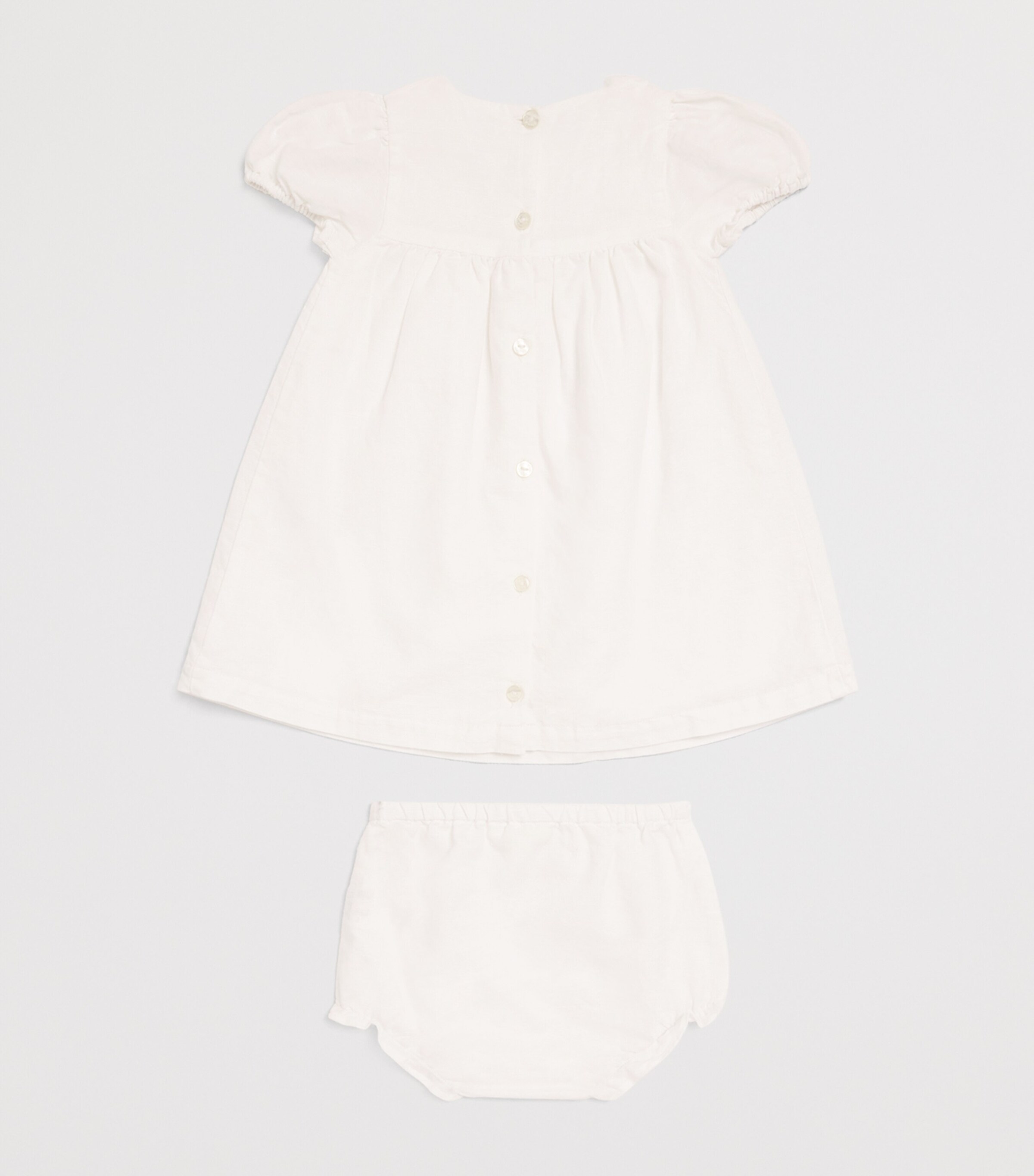 Tartine et Chocolat Linen-Cotton Embroidered Dress and Bloomers (0-24 Months) Blanc Image 2