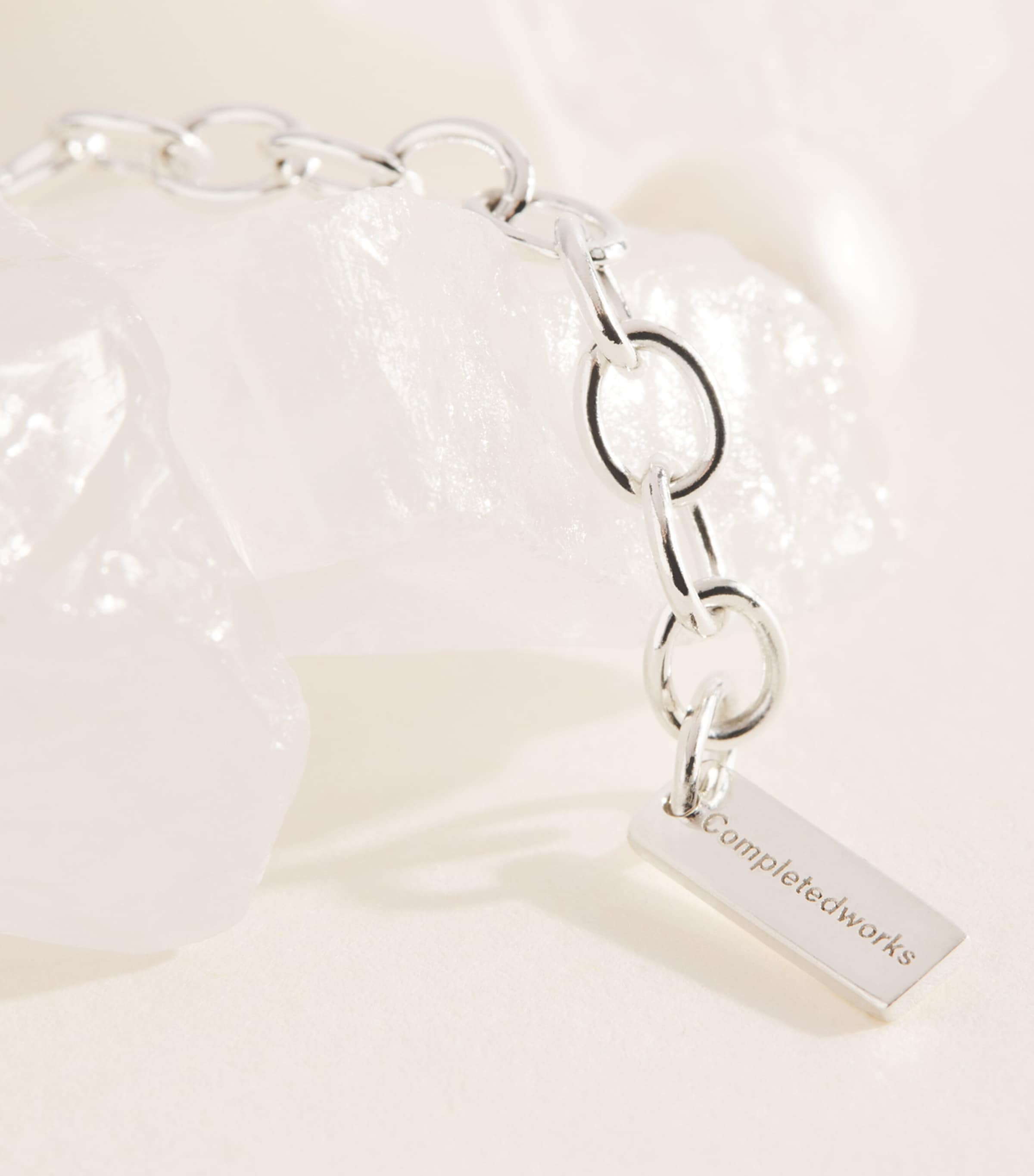 Completedworks White Quartz-Snowflake Obsidian Choker Silver Plated Image 5