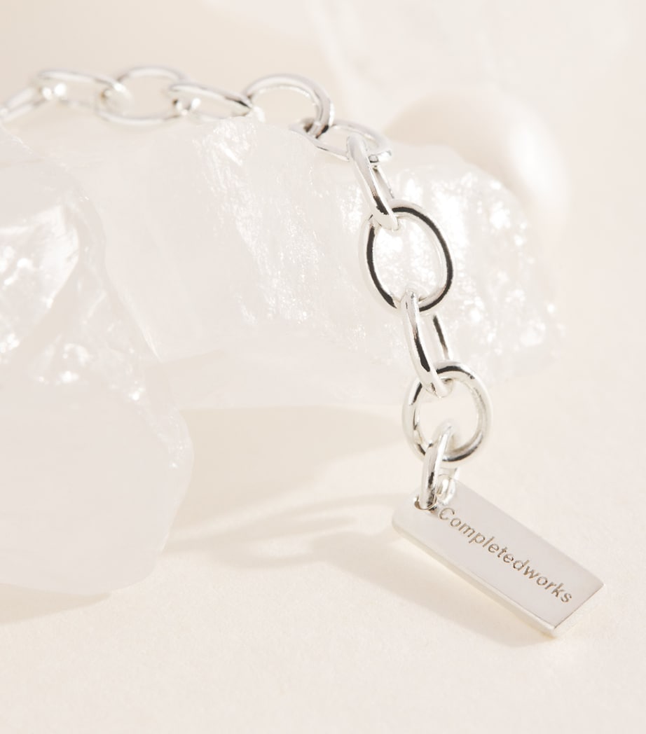 Completedworks White Quartz-Snowflake Obsidian Choker Silver Plated Image 5