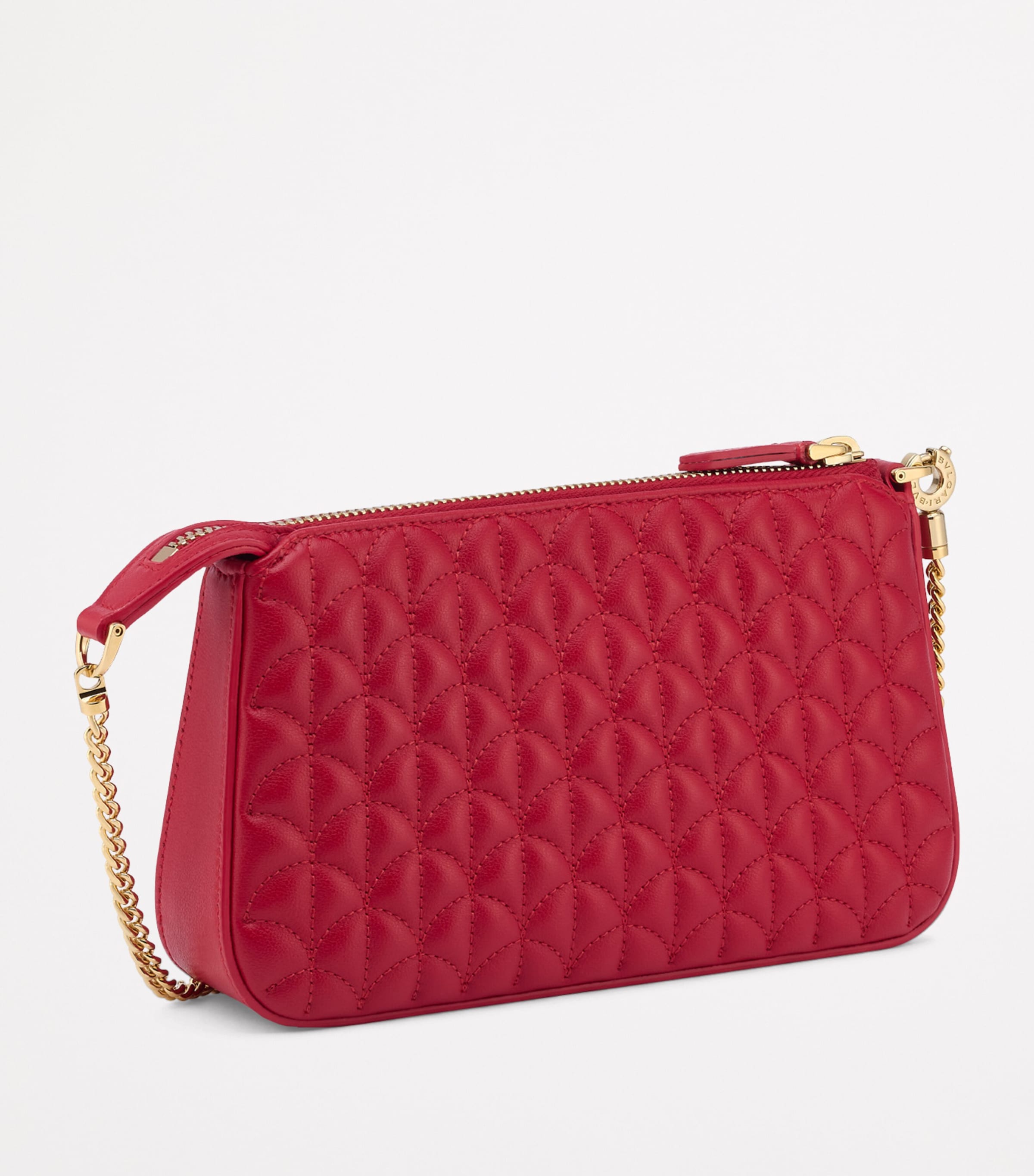 Leather Serpenti Sugarloaf Clutch Bag RED MEDIUM Image 2