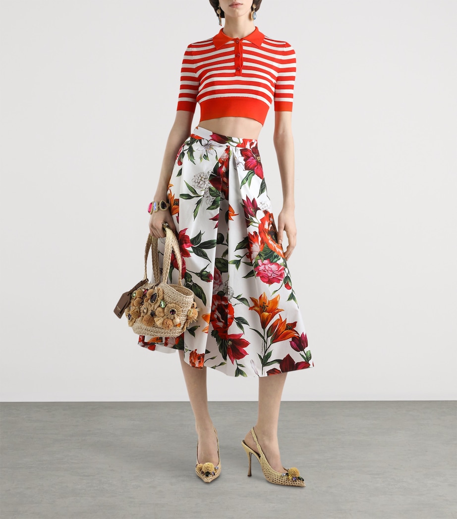Cotton Poplin Pleated Floral Print Midi Skirt HA5PB-ANEMONI GIGLI Image 5