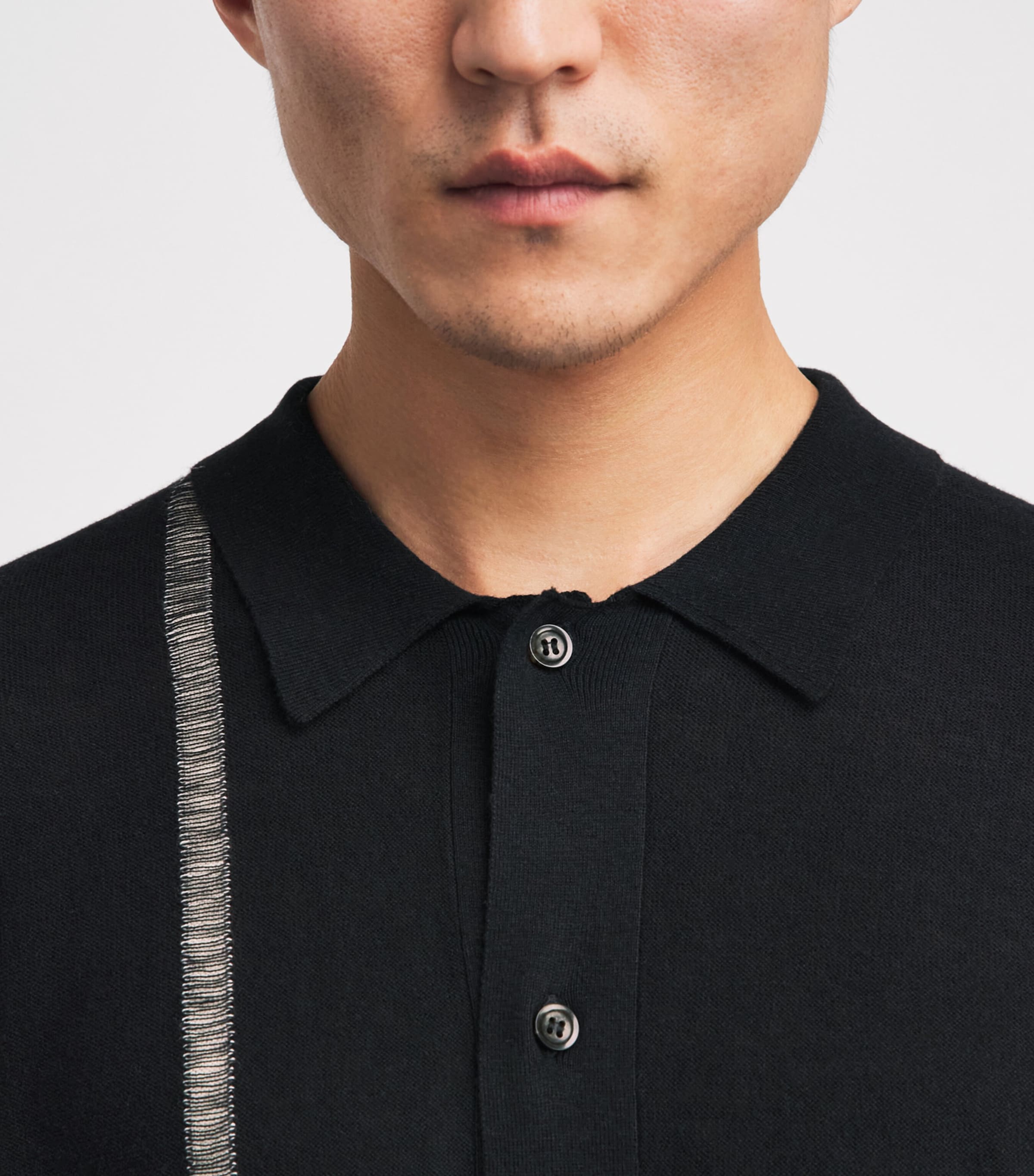 COMMAS Mens Cotton-Cashmere Stripe Cardigan Black Image 3