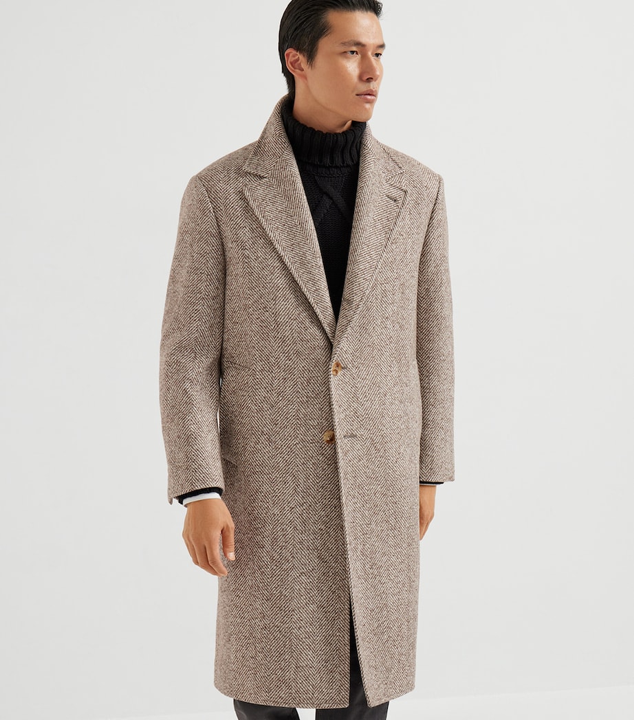 Wool-Alpaca-Blend Chevron Overcoat C005 Image 3