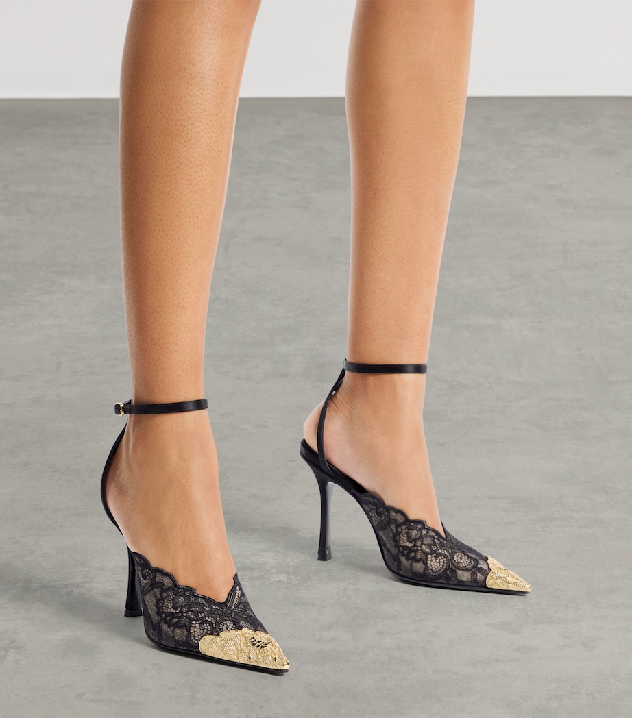 Jimmy Choo Faiz 100 Lace Pumps Black/vintage Gold Image 2