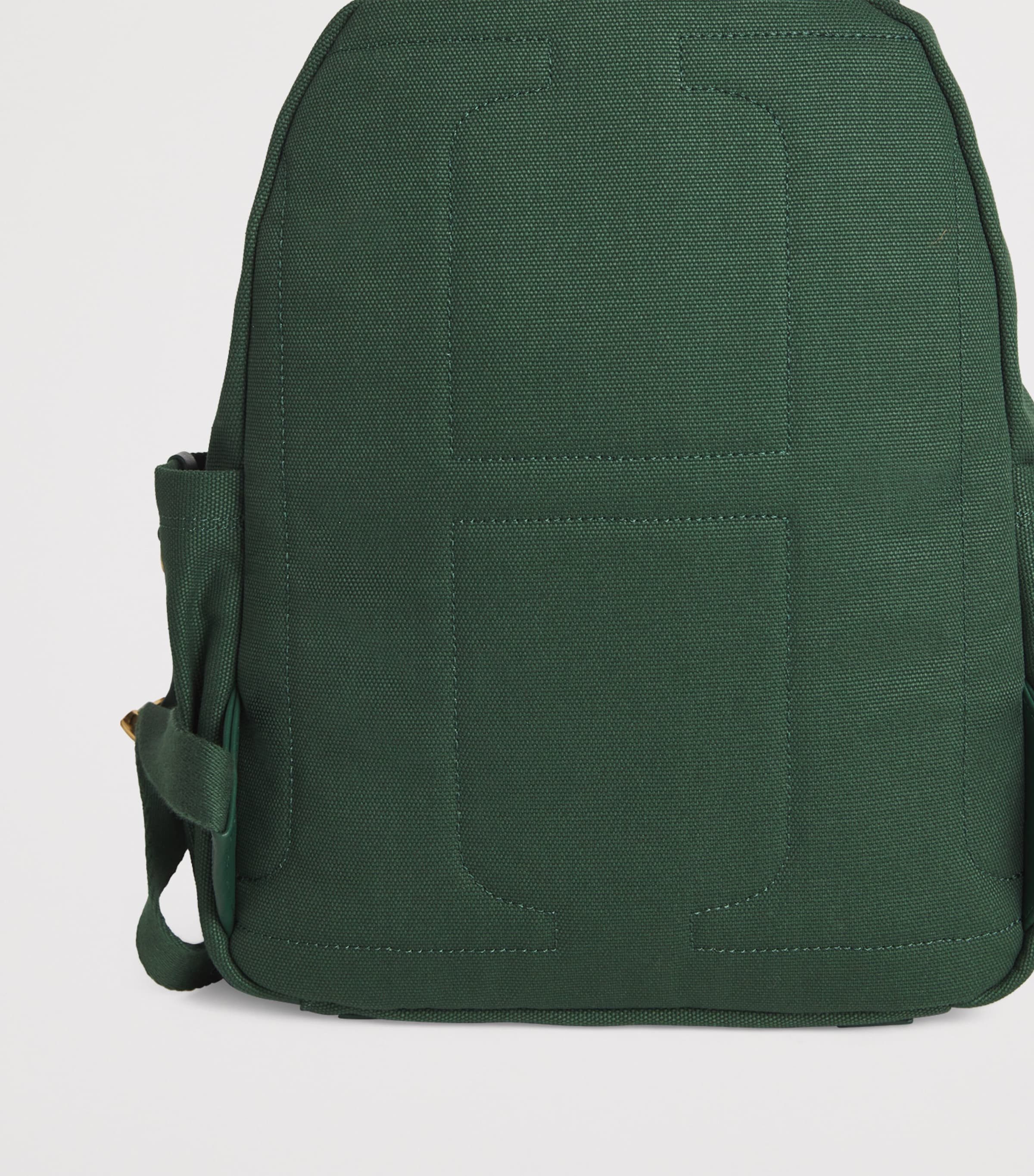 Cotton Embroidered Emblem Backpack HARRODS GREEN Image 4