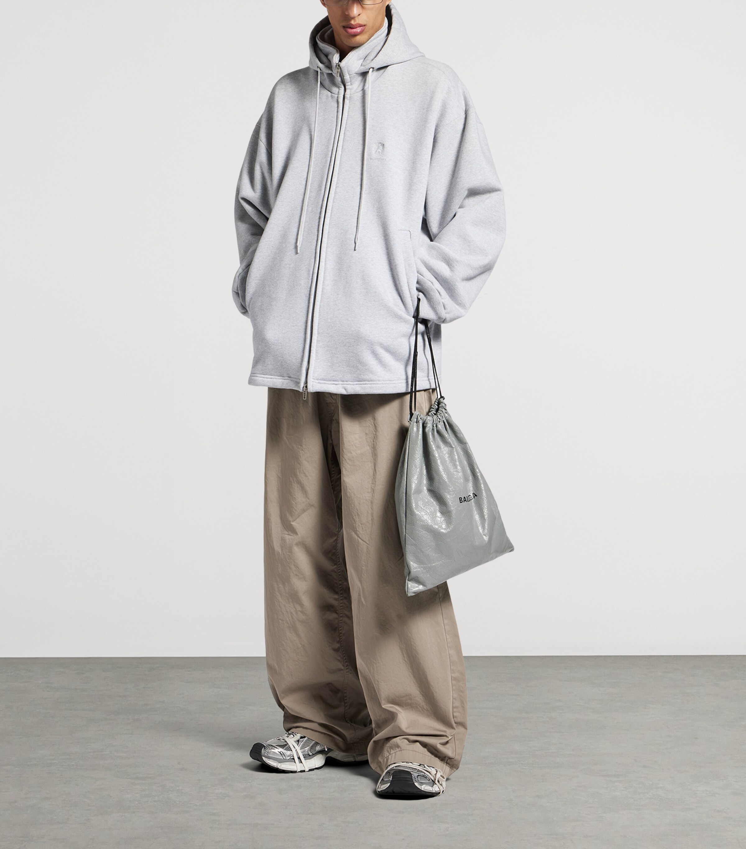 Balenciaga Mens Stretch-Cotton Fleece Oversized Hoodie Image 2